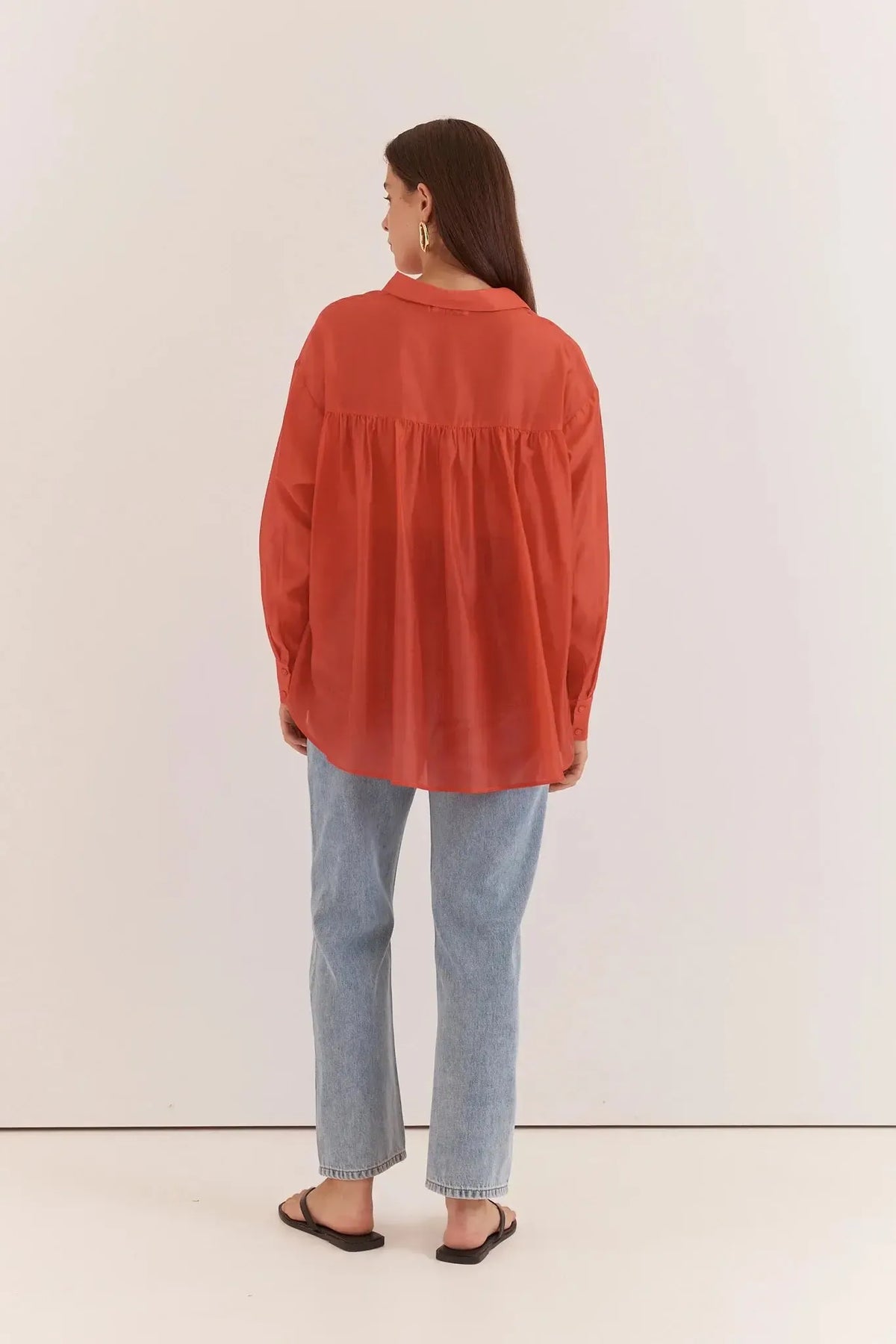 Val Oversized Shirt - Burnt Orange-Tops-SASS-The Bay Room