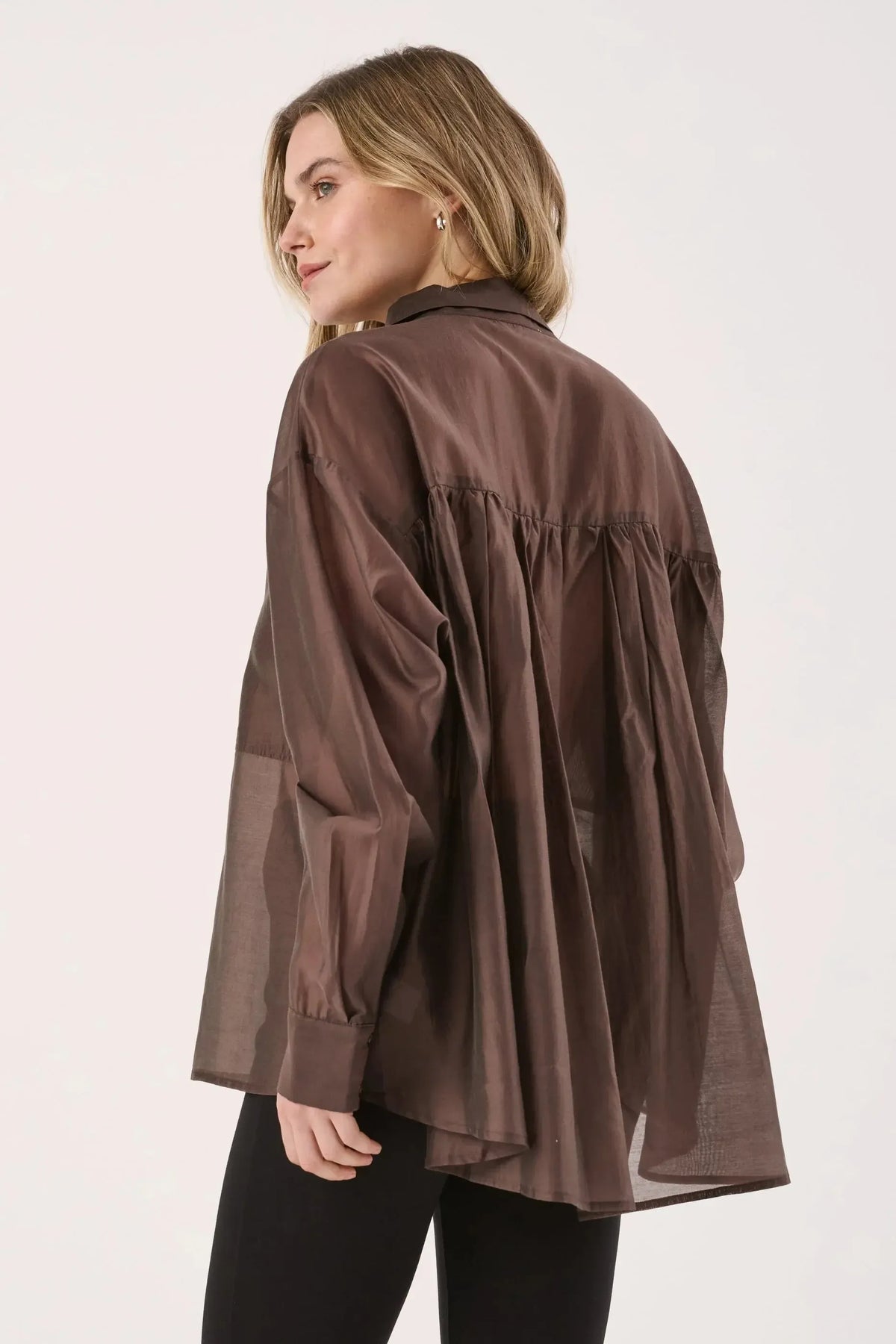 Val Oversized Shirt - Chocolate-Tops-SASS-The Bay Room