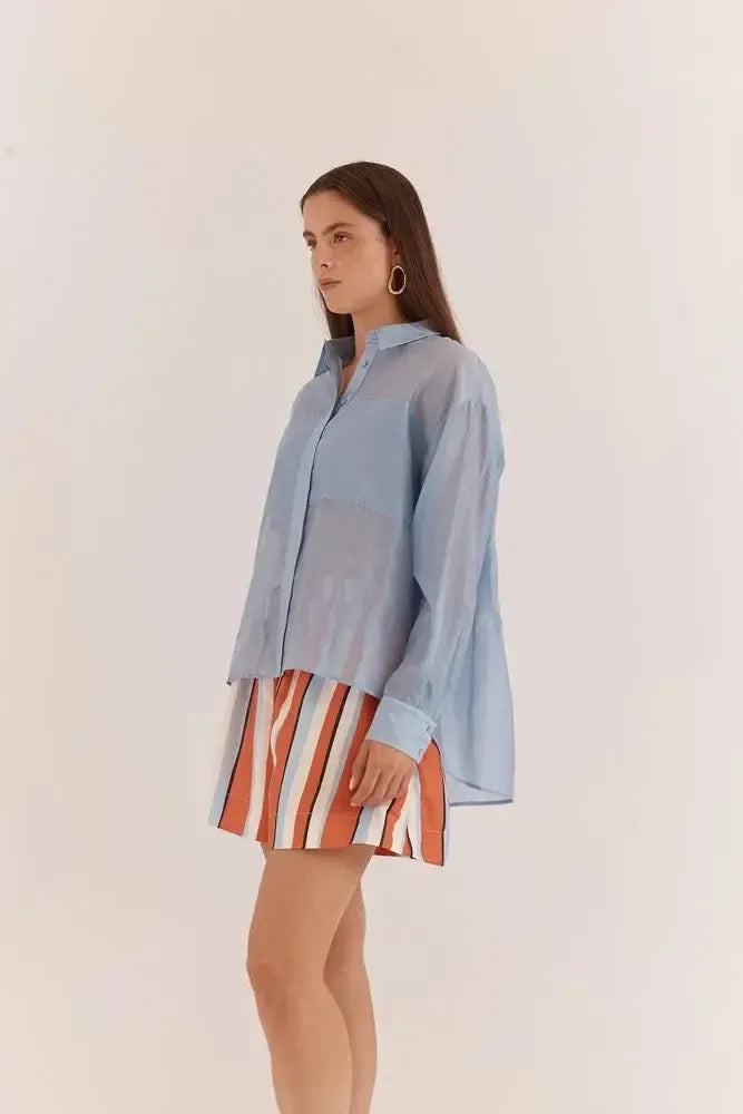 Val Oversized Shirt - Pale Blue-Tops-SASS-The Bay Room