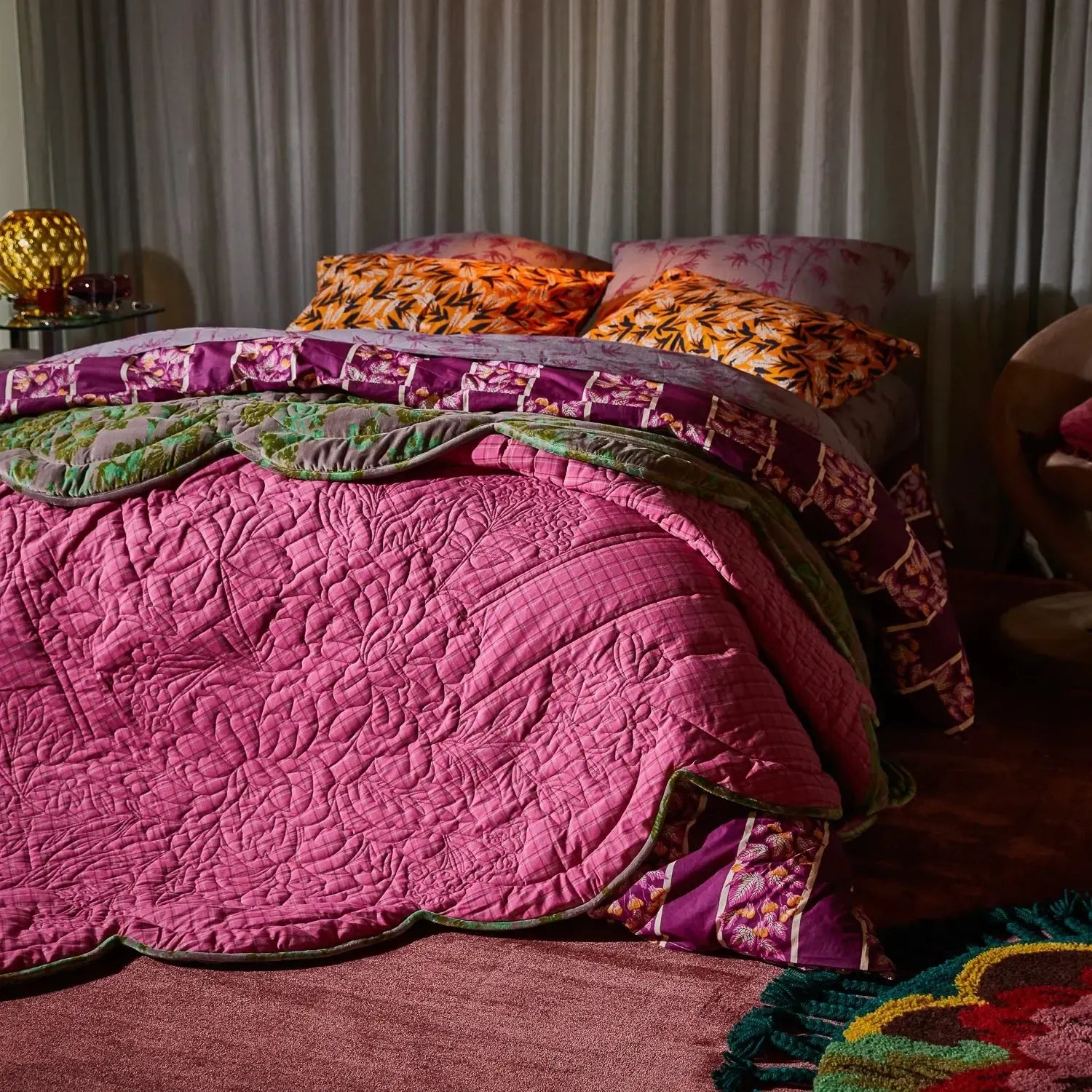 Valeria Scalloped Quilted Bedcover-Soft Furnishings-Sage & Clare-The Bay Room