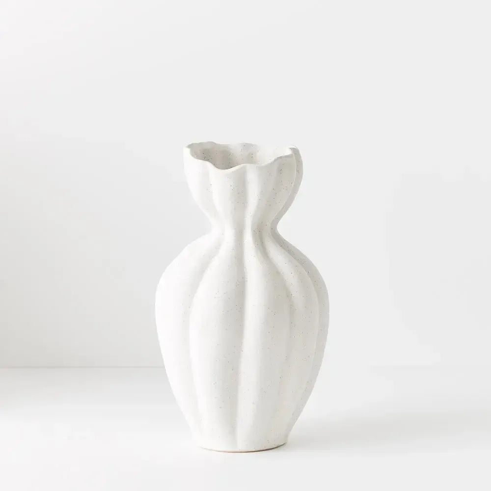 Vase Basma White Chalk 30x17cm-Pots, Planters & Vases-Floral Interiors-The Bay Room