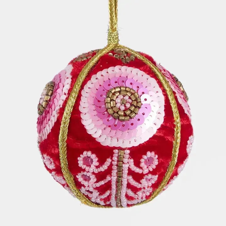 Velvet Scroll Bauble Red-Christmas-Vixen & Velvet-The Bay Room