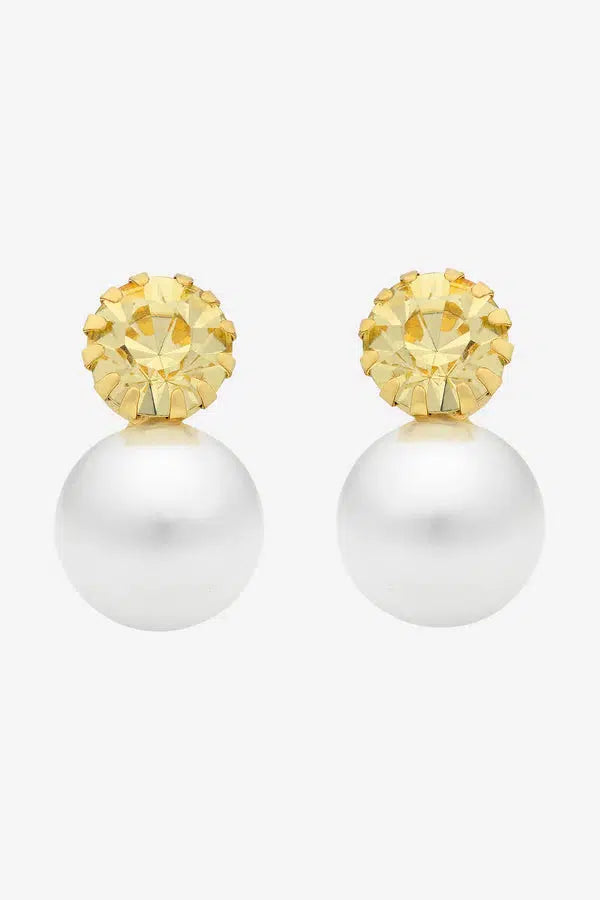 Vera Lemon CZ Pearl Earring-Jewellery-Liberte-The Bay Room