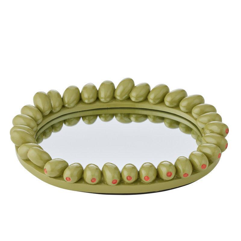 Verdial Resin/Mirror Tray 28x22x3cm Olive-Decor Items-Coast To Coast Home-The Bay Room