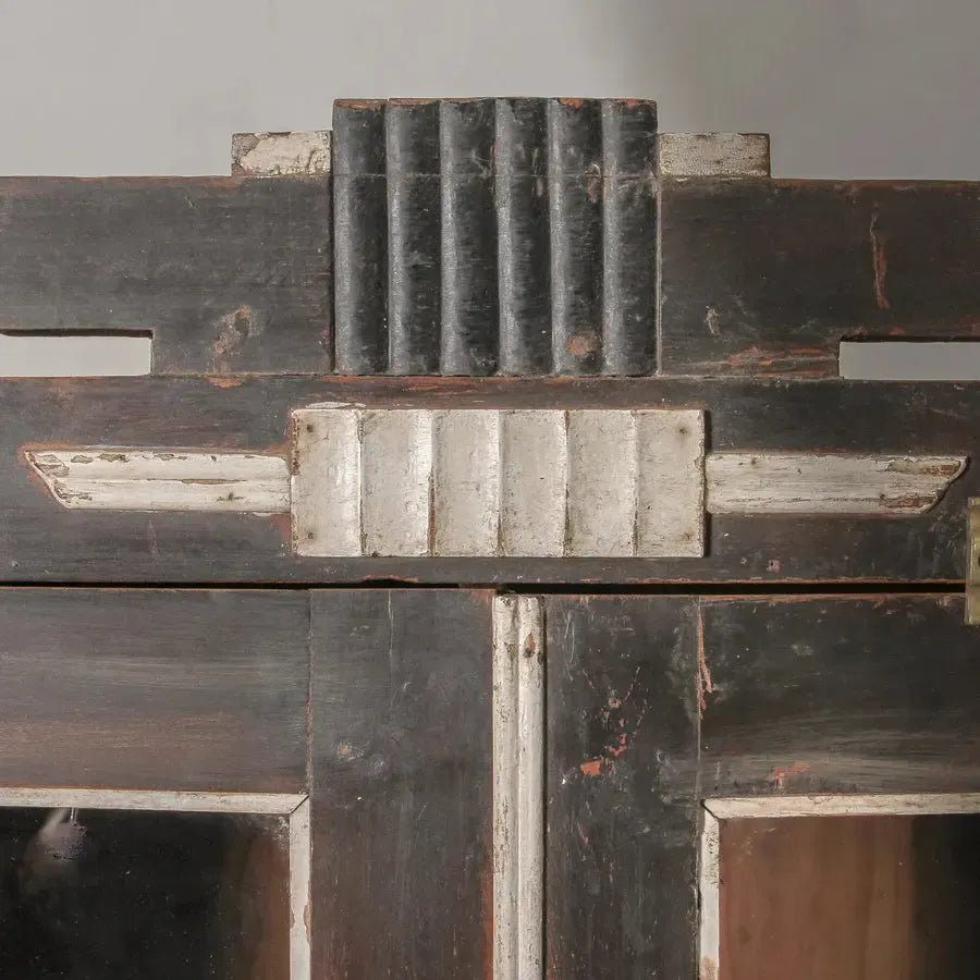 Vintage Indian Glass Almirah Brown-Furniture-Indigo Love-The Bay Room