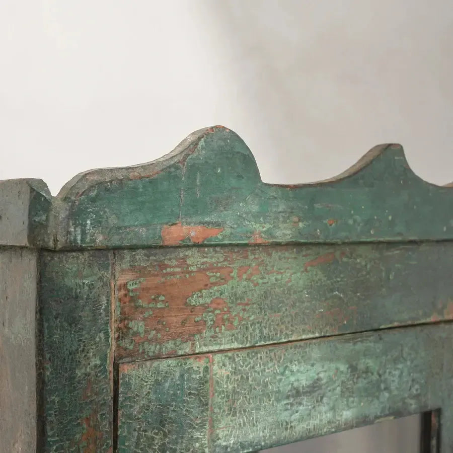 Vintage Indian Glass Almirah Green-Furniture-Indigo Love-The Bay Room