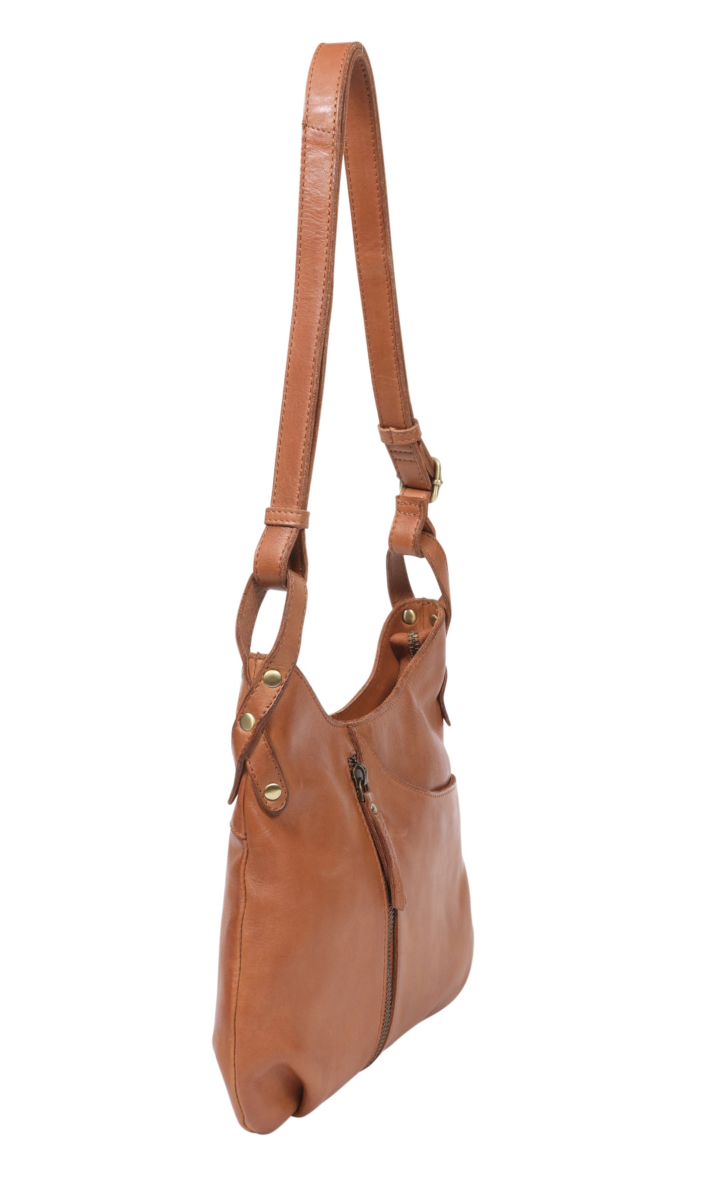 Vintage Leather Cross Body Bag with Back Zip-Bags & Clutches-Modapelle-The Bay Room