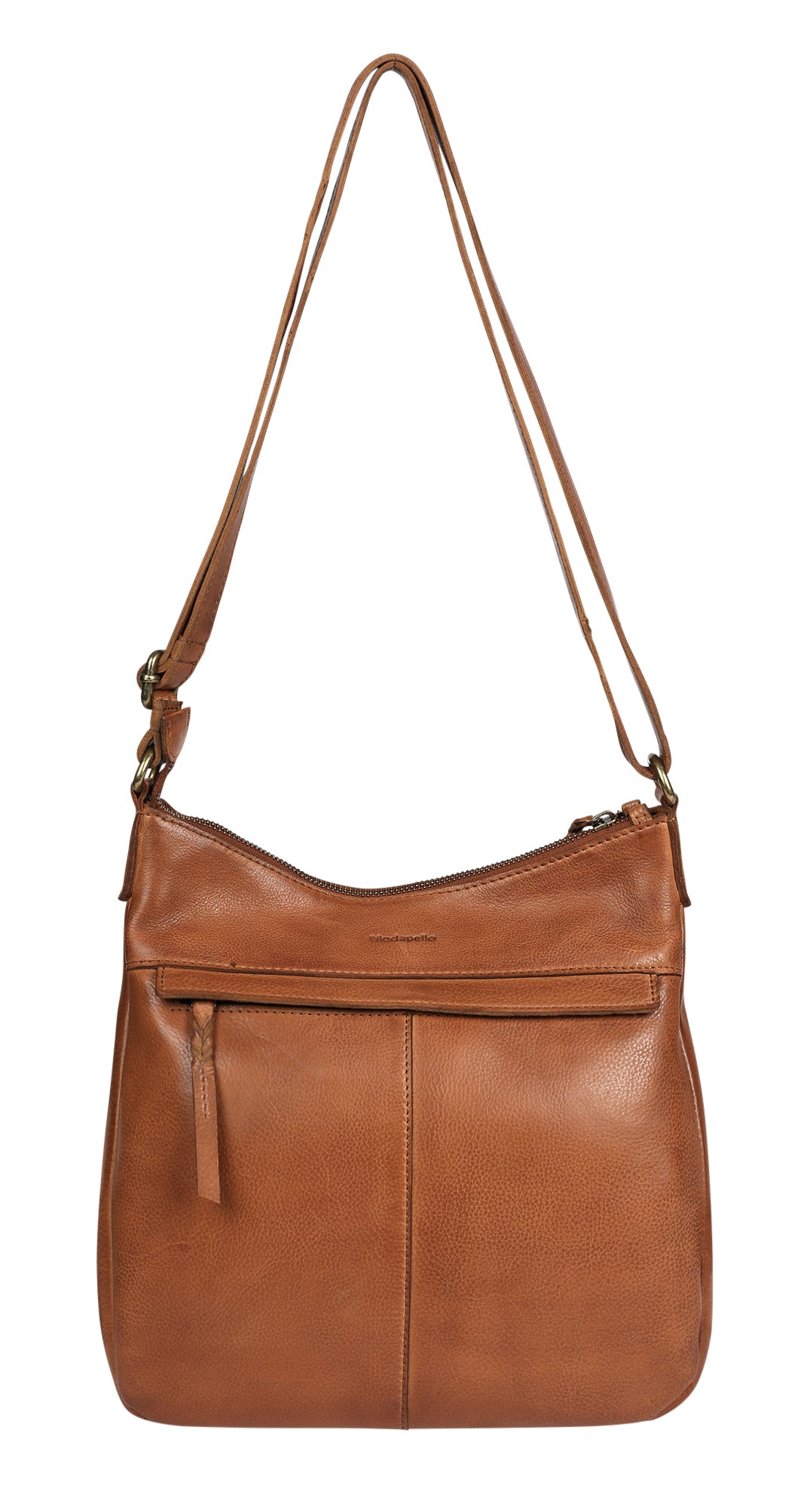 Vintage Leather Shoulder/Cross Body Bag with Front Pocket-Bags & Clutches-Modapelle-The Bay Room