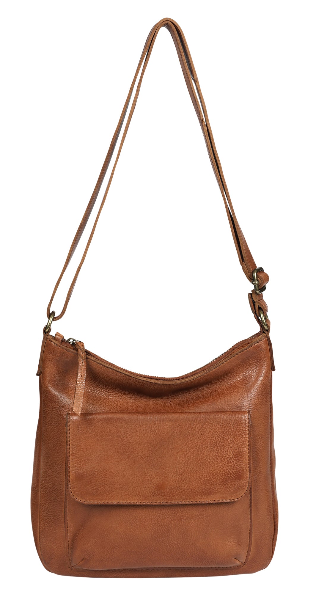 Vintage Leather Shoulder/Cross Body Bag with Front Pocket-Bags & Clutches-Modapelle-The Bay Room