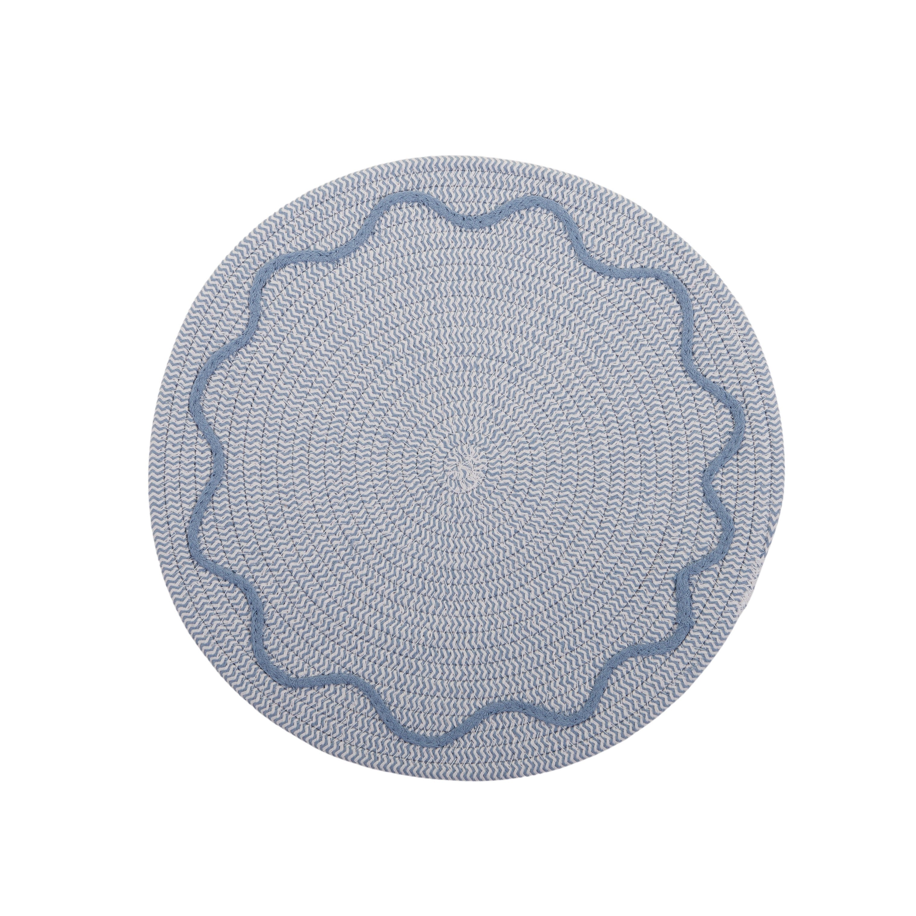 Virgo Cotton Round Placemat 38cm Blue-Dining & Entertaining-Coast To Coast Home-The Bay Room