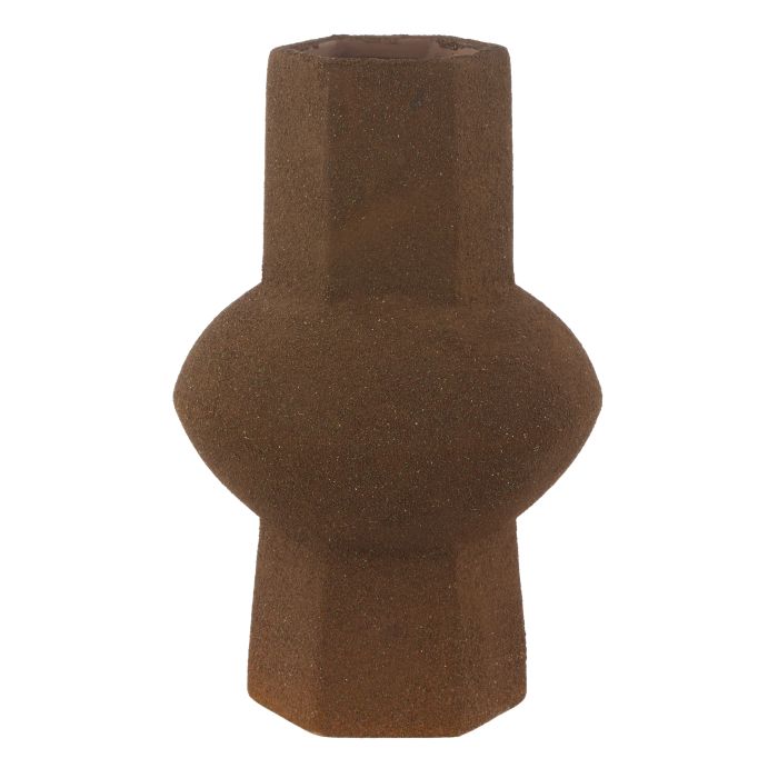 Virtus Stoneware Vase Large Brown 19x19x30.5cm-Pots, Planters & Vases-Grand Designs-The Bay Room