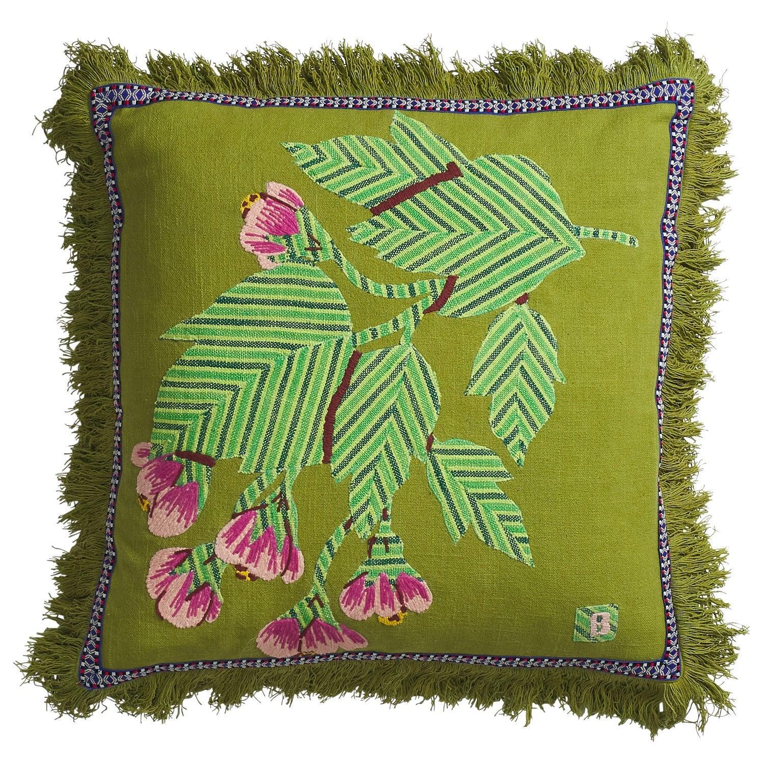 Vivi Appliqué Cushion - Juniper-Soft Furnishings-Sage & Clare-The Bay Room