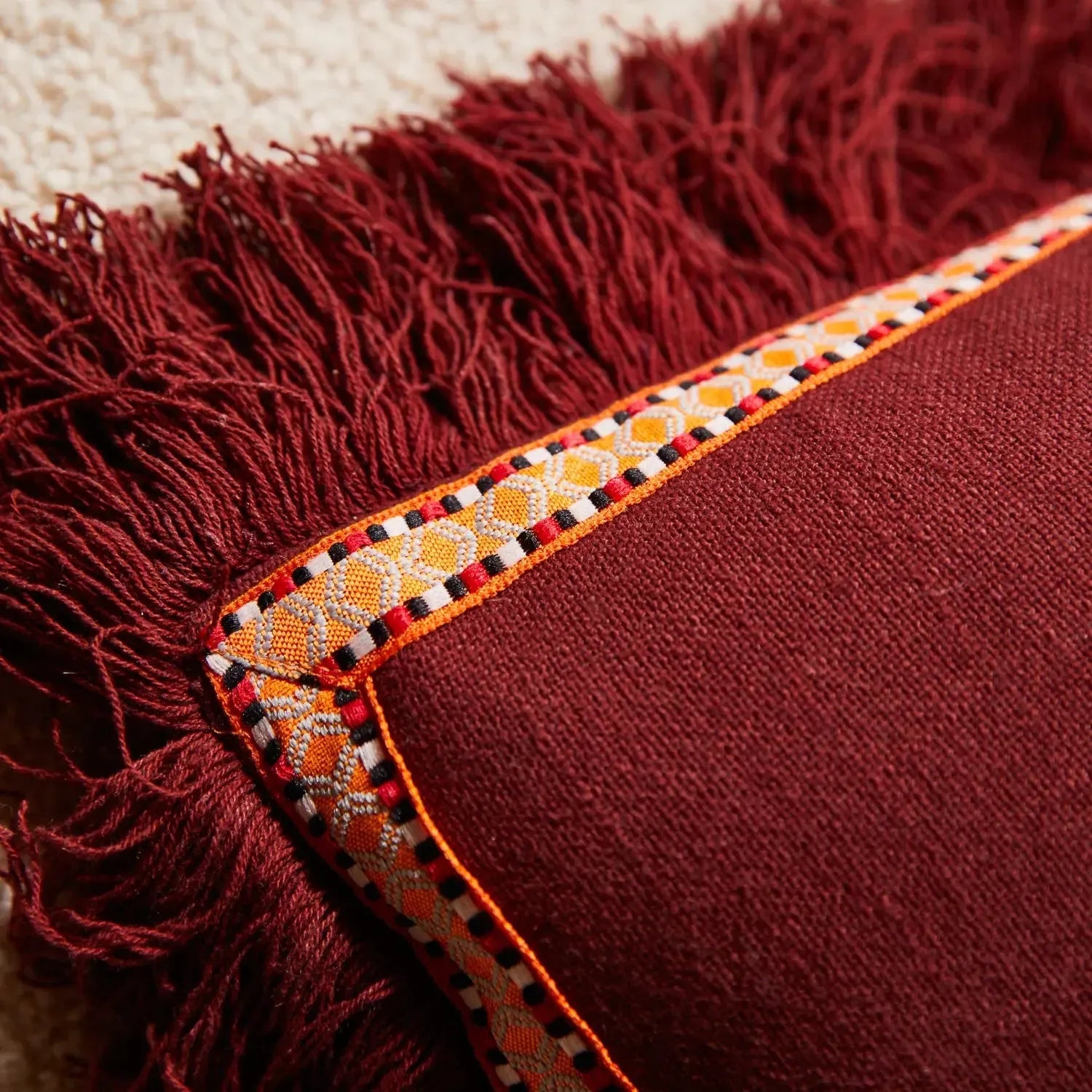 Vivi Appliqué Cushion - Rosewood-Soft Furnishings-Sage & Clare-The Bay Room