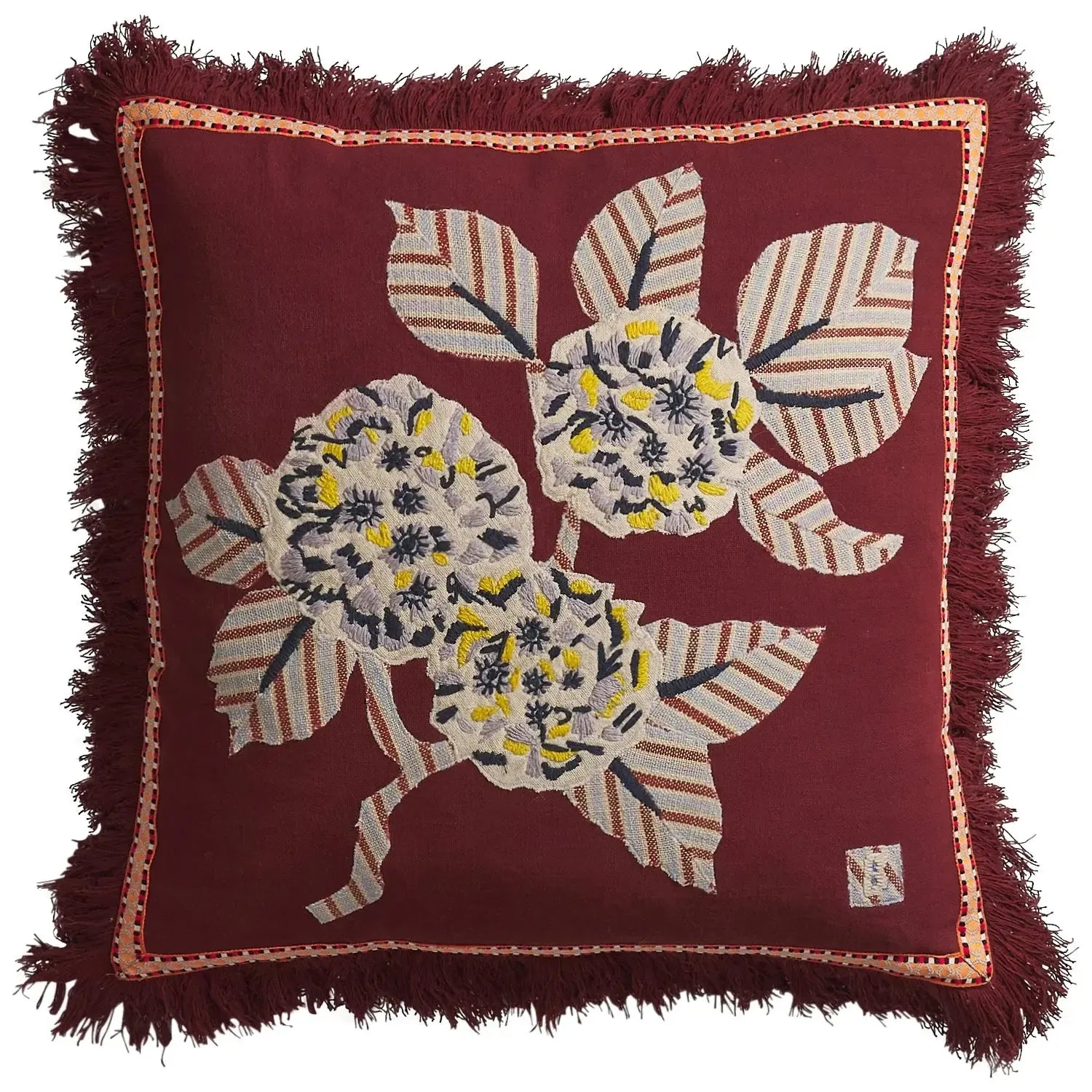 Vivi Appliqué Cushion - Rosewood-Soft Furnishings-Sage & Clare-The Bay Room