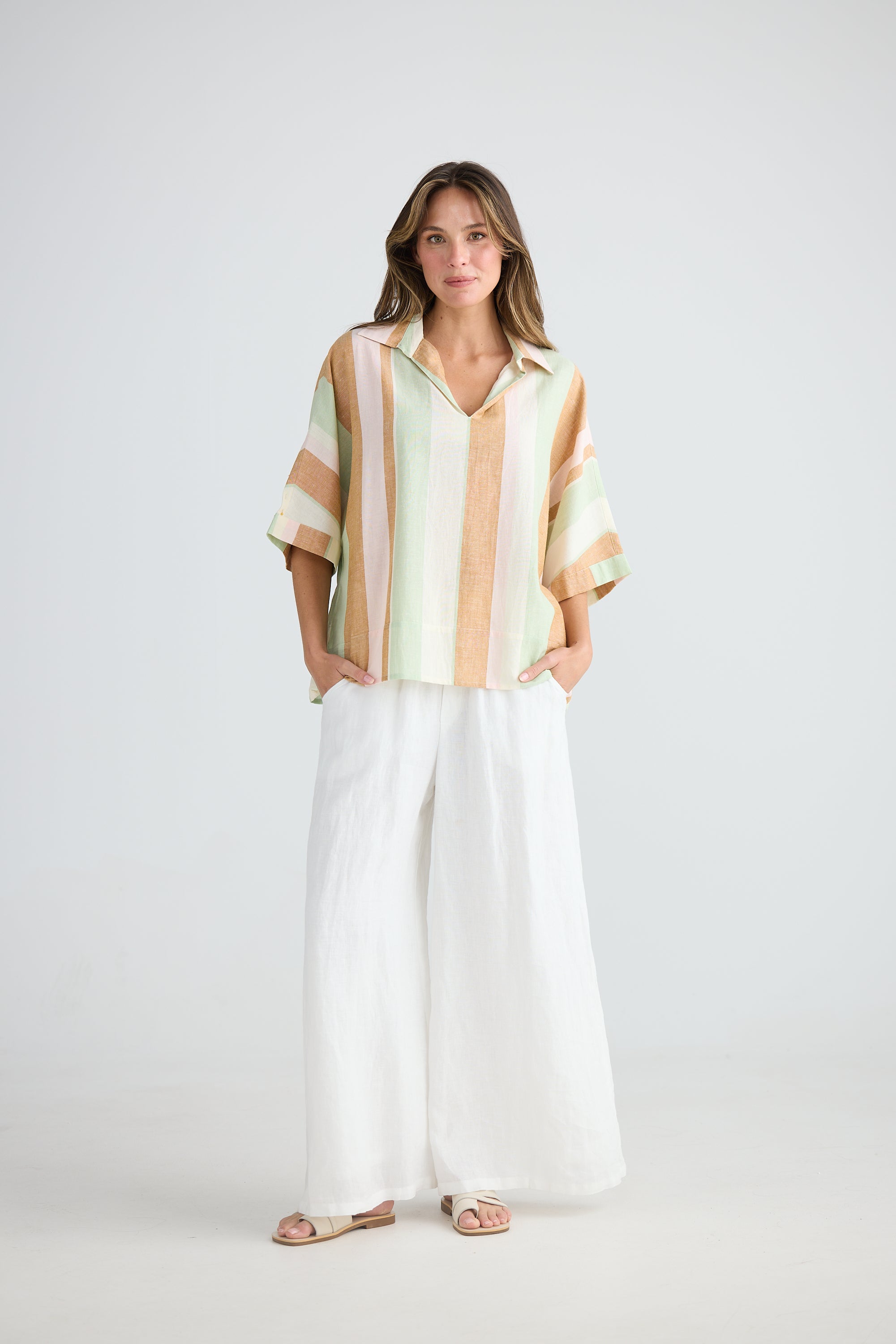 Wander Top - Melon Field Stripe-Tops-The Shanty Corporation-The Bay Room