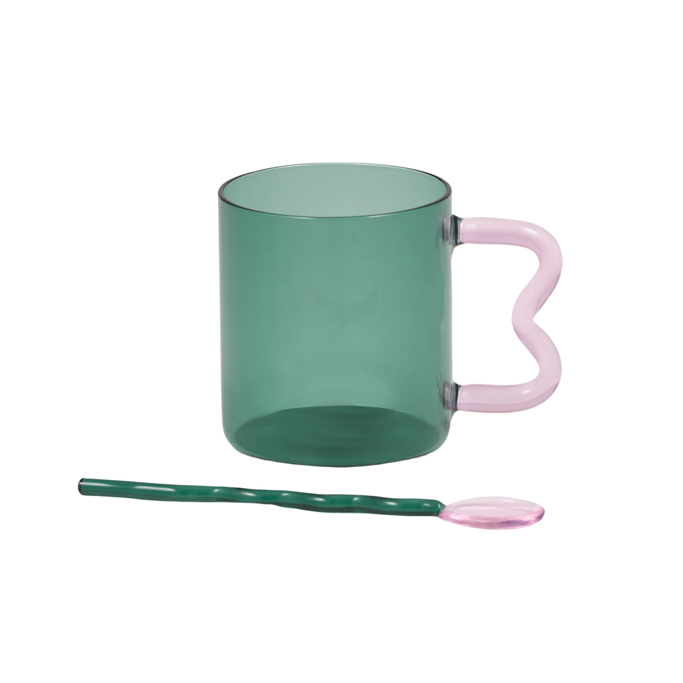 Wave Mug & Spoon - Jade/Pink-Dining & Entertaining-Coast To Coast Home-The Bay Room