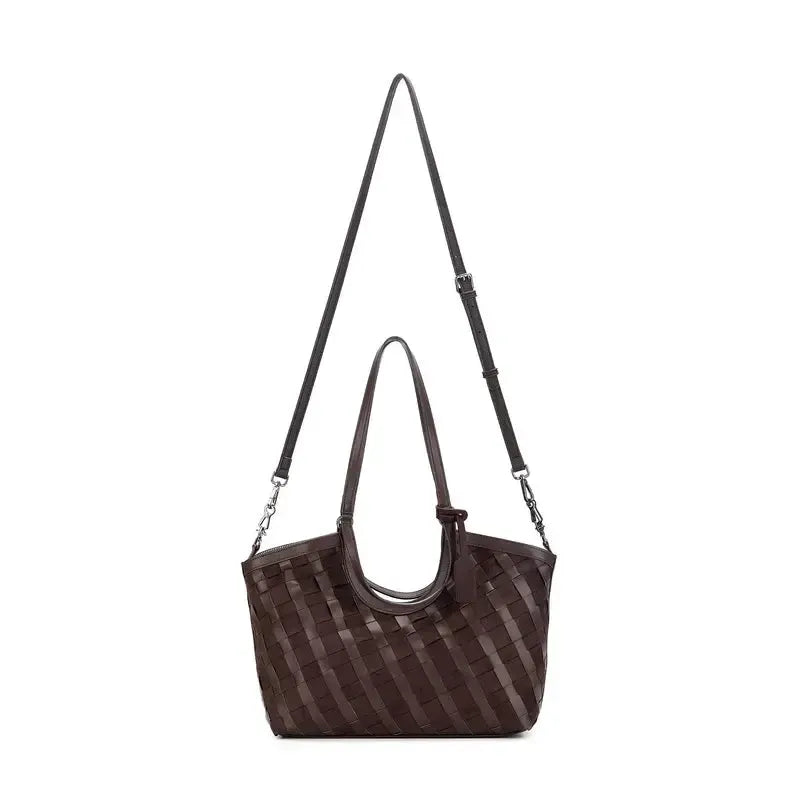 Waverly Cocoa 3 Piece Woven Handbag Tote-Bags & Clutches-Black Caviar Designs-The Bay Room