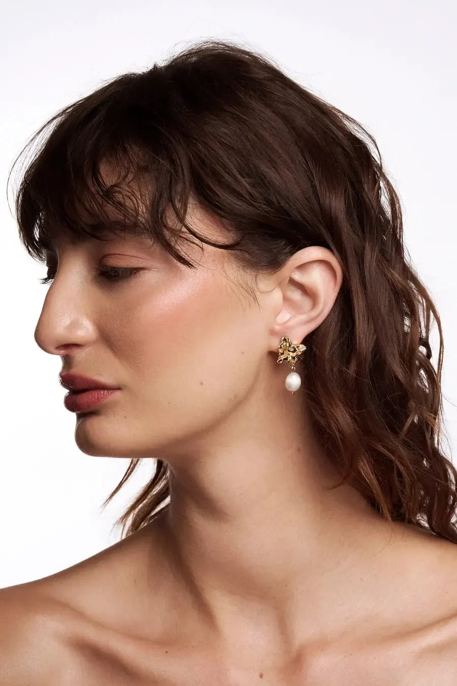 Waverly Gold Pearl Earring-Jewellery-Liberte-The Bay Room