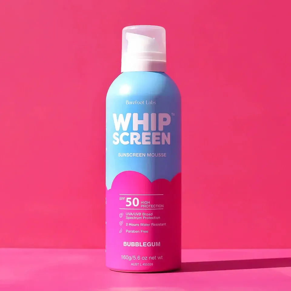 WhipScreen™ SPF50 Sunscreen Mousse - Bubblegum-Beauty & Well-Being-Barefoot Labs-The Bay Room