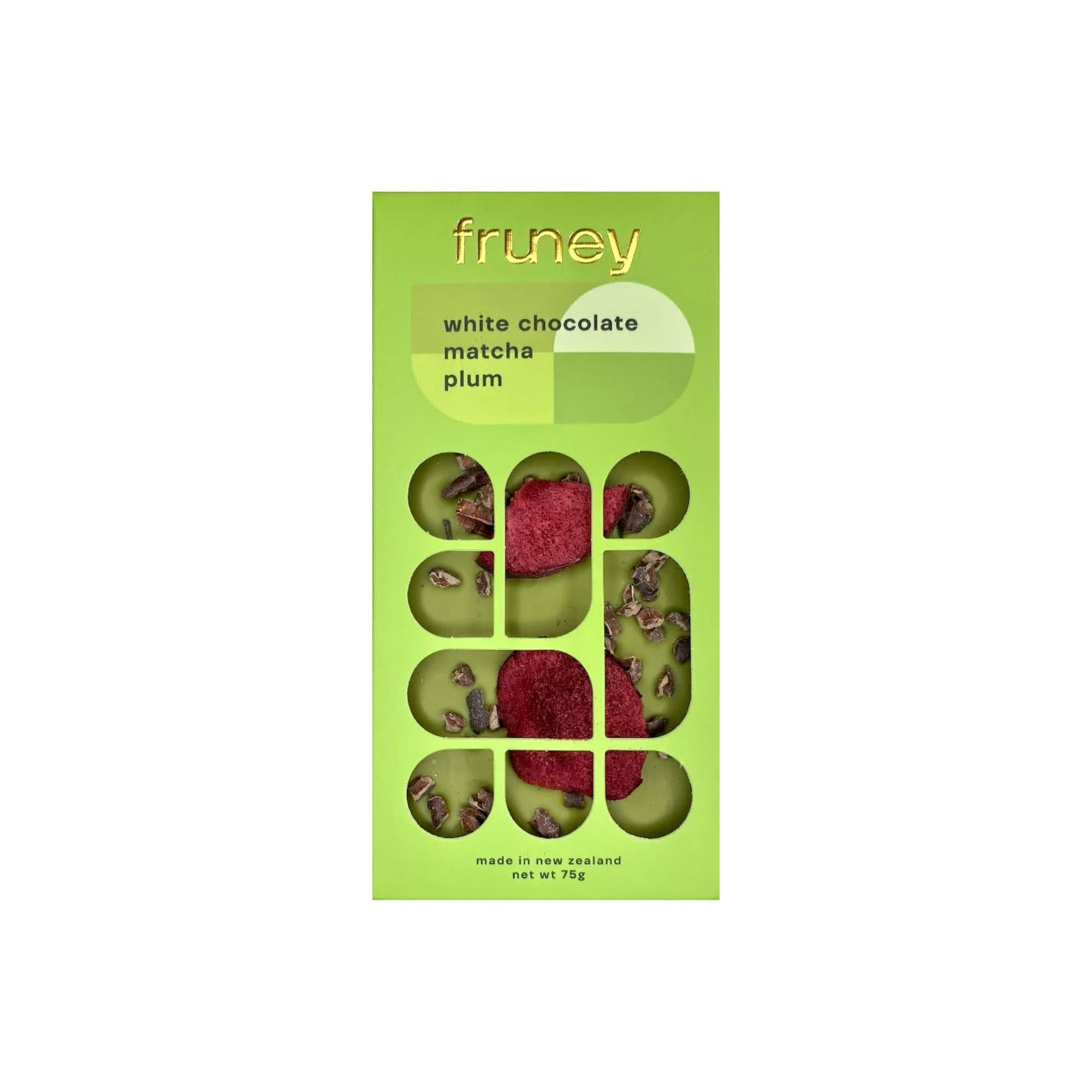White Chocolate, Matcha, Plum & Dark Chocolate 75g-Gourmet Food & Drink-Fruney-The Bay Room