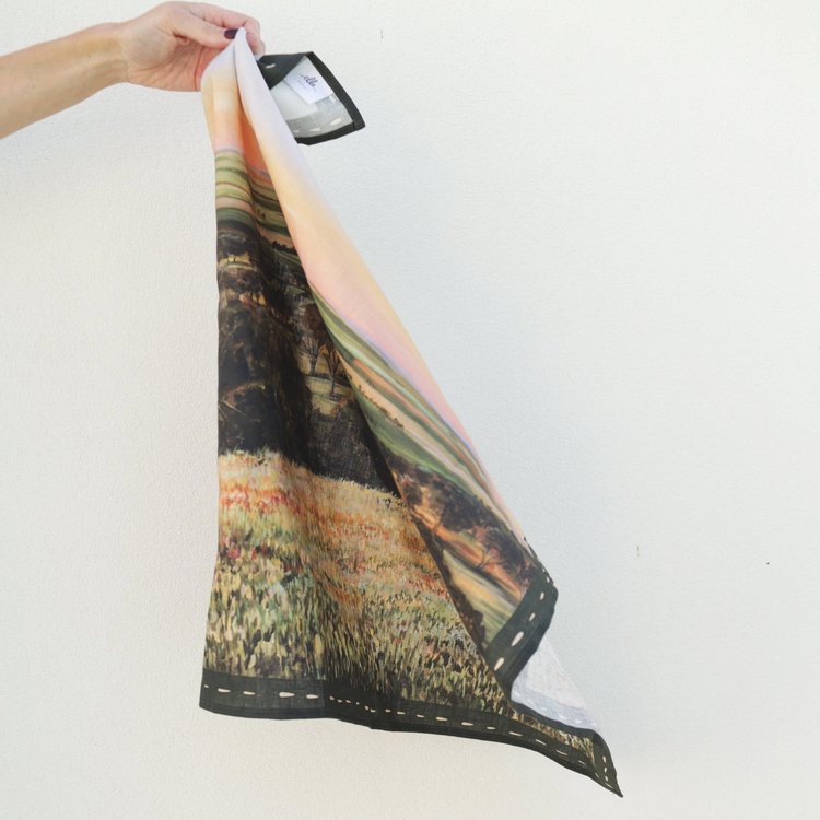 Wildbloom Linen Tea Towel 60cm x 60cm-Soft Furnishings-Ella Boylan Art-The Bay Room