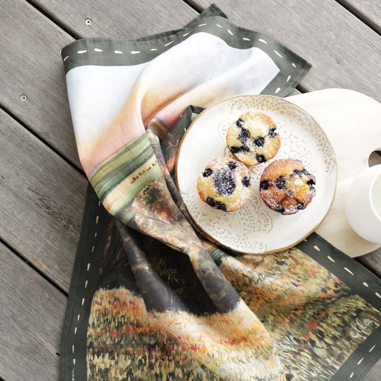Wildbloom Linen Tea Towel 60cm x 60cm-Soft Furnishings-Ella Boylan Art-The Bay Room