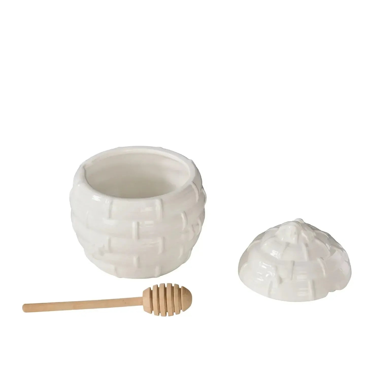 Wildflower & Hive Honey Jar with Dipper 1.2x12.2x14cm White-Dining & Entertaining-Davis & Waddell-The Bay Room