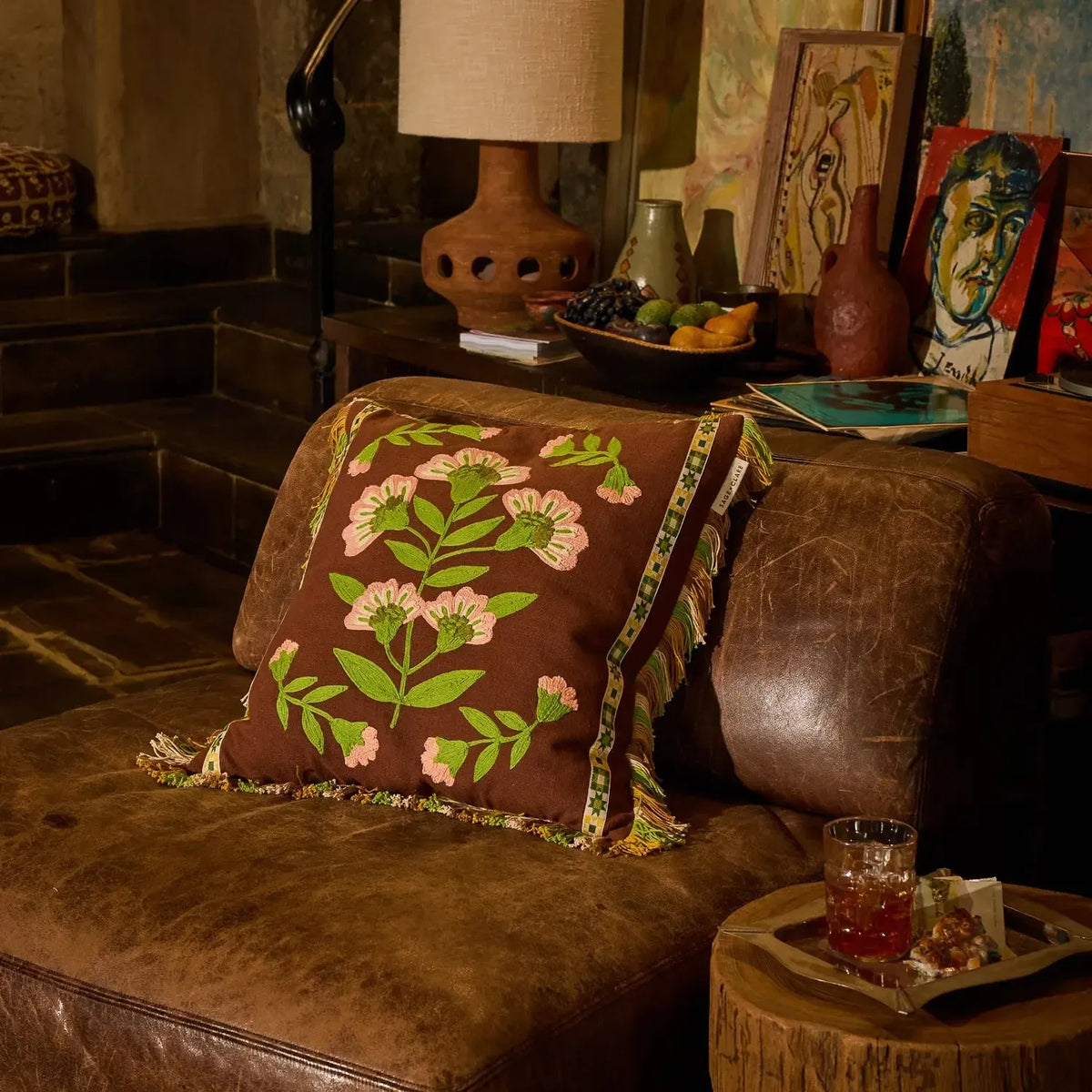 Winona Embroidered Cushion-Soft Furnishings-Sage & Clare-The Bay Room