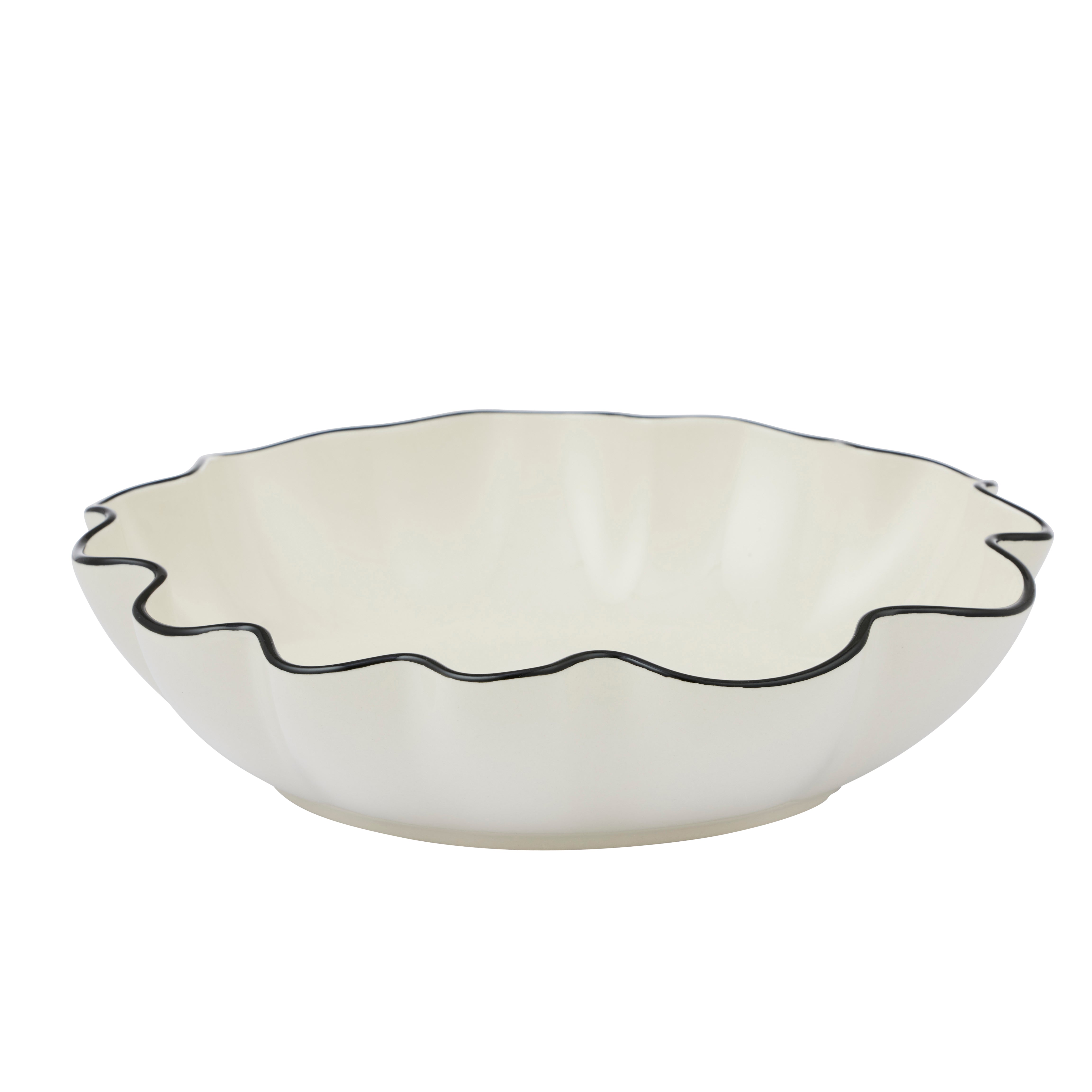 Winslow Ceramic Bowl 30x7cm Ivory/Black-Dining & Entertaining-Coast To Coast Home-The Bay Room