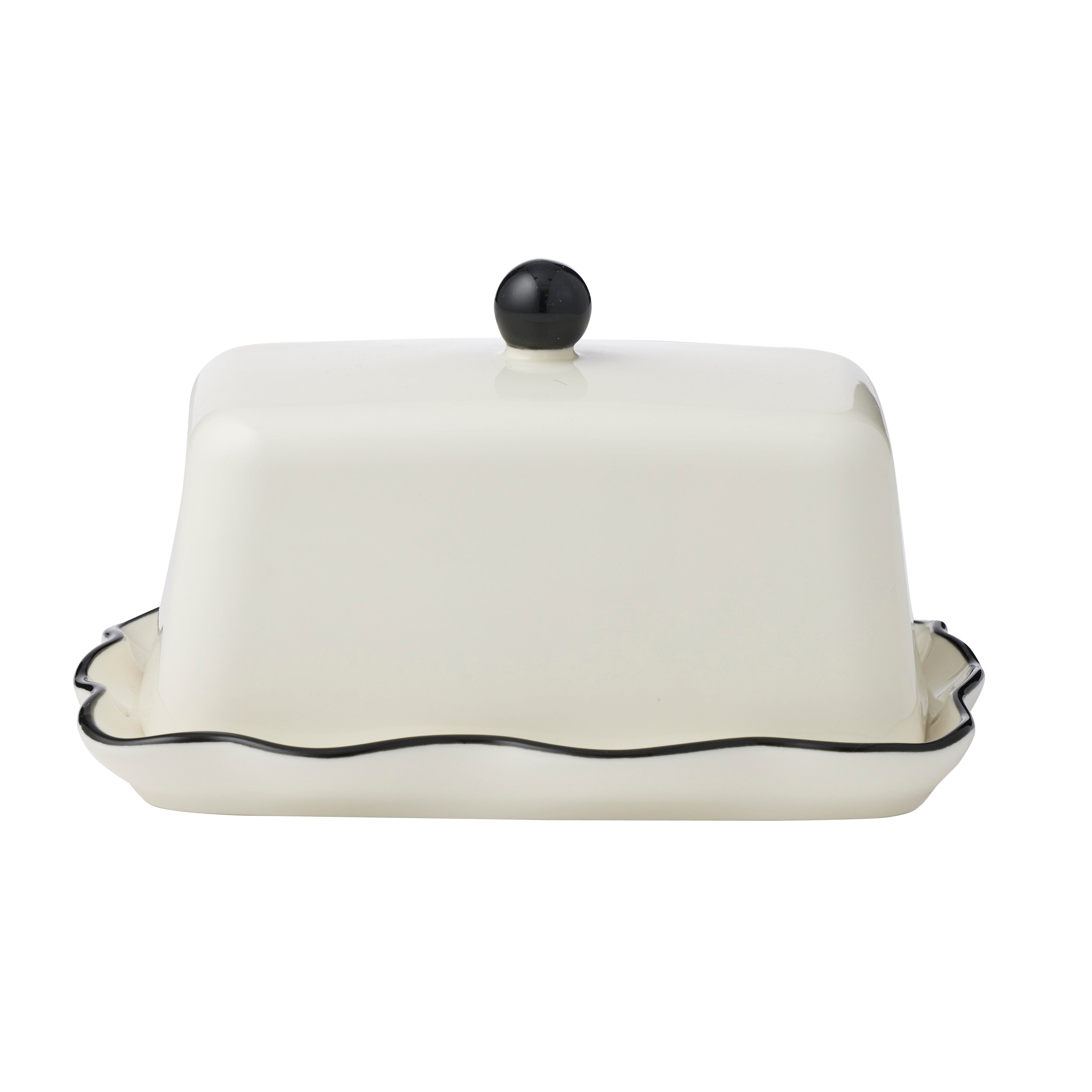 Winslow Ceramic Butter Dish 20x11x9cm Ivory/Black-Dining & Entertaining-Coast To Coast Home-The Bay Room