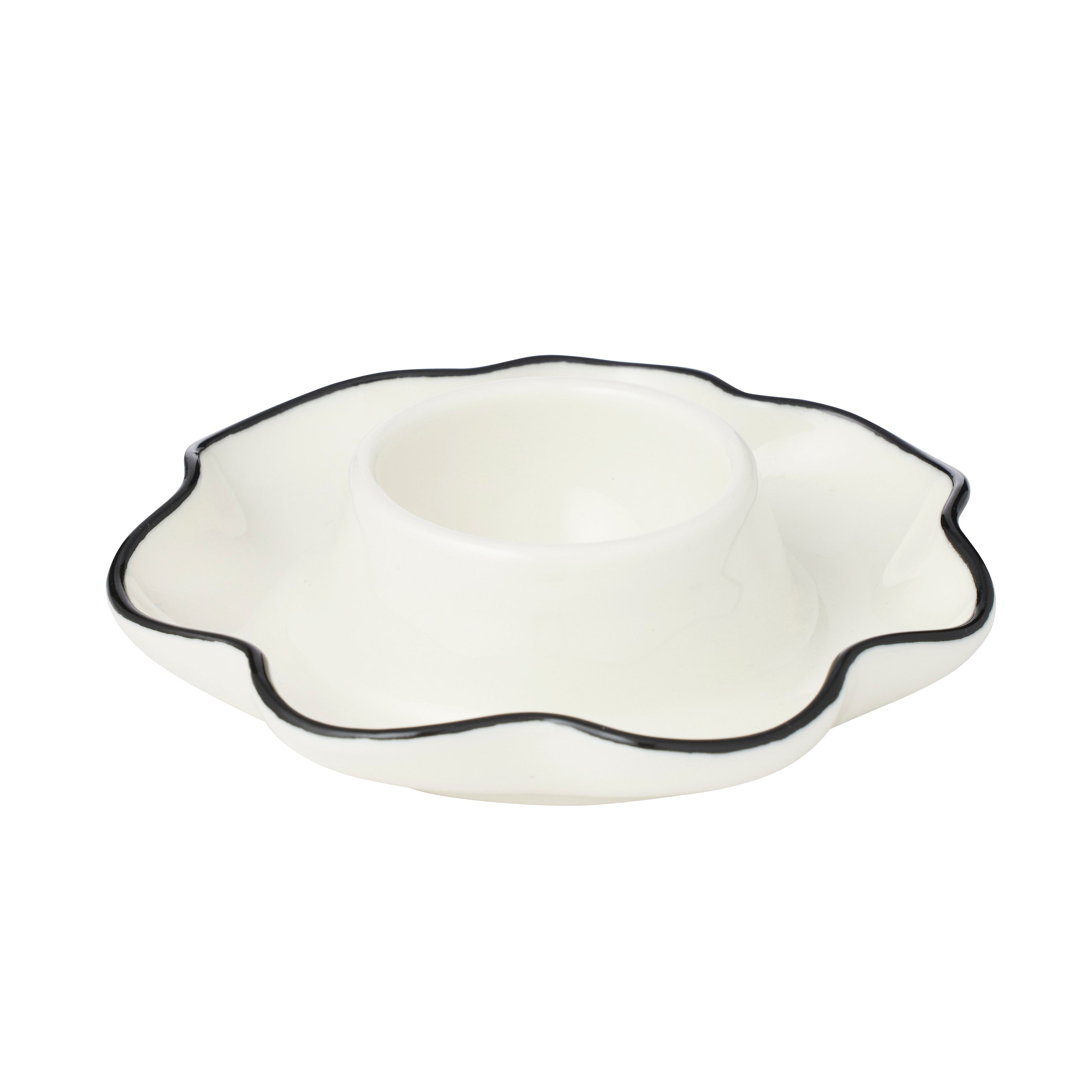 Winslow Ceramic Egg Cup 11x3cm Ivory/Black-Dining & Entertaining-Coast To Coast Home-The Bay Room