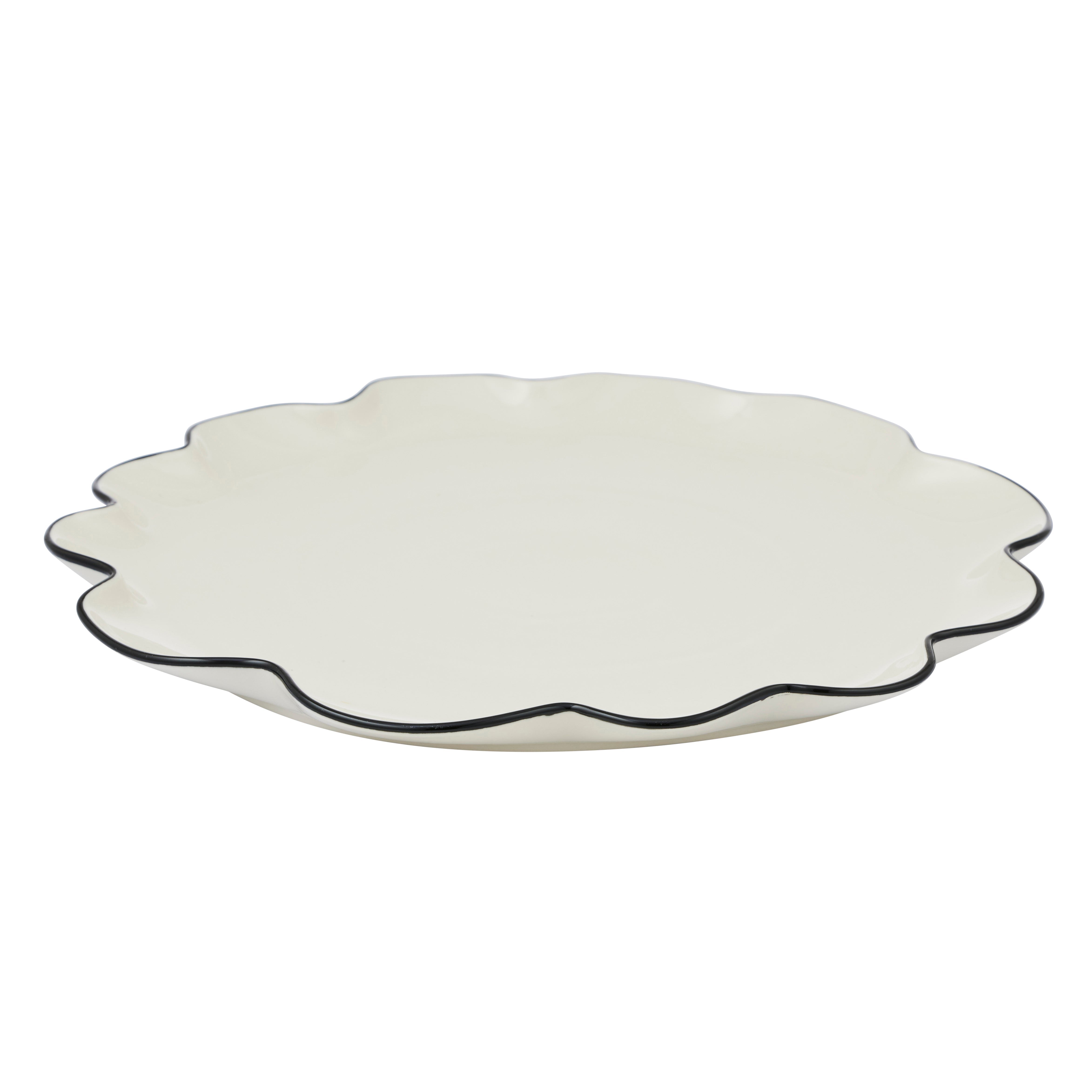 Winslow Ceramic Plate 35x2cm Ivory/Black-Dining & Entertaining-Coast To Coast Home-The Bay Room