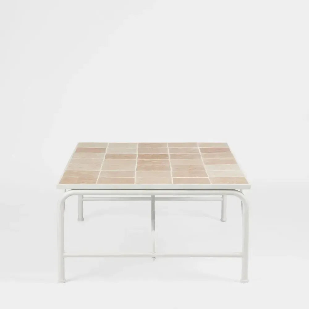 Wira Coffee Table Outdoor Iron White with Tiled Top-Furniture-MRD Home-The Bay Room