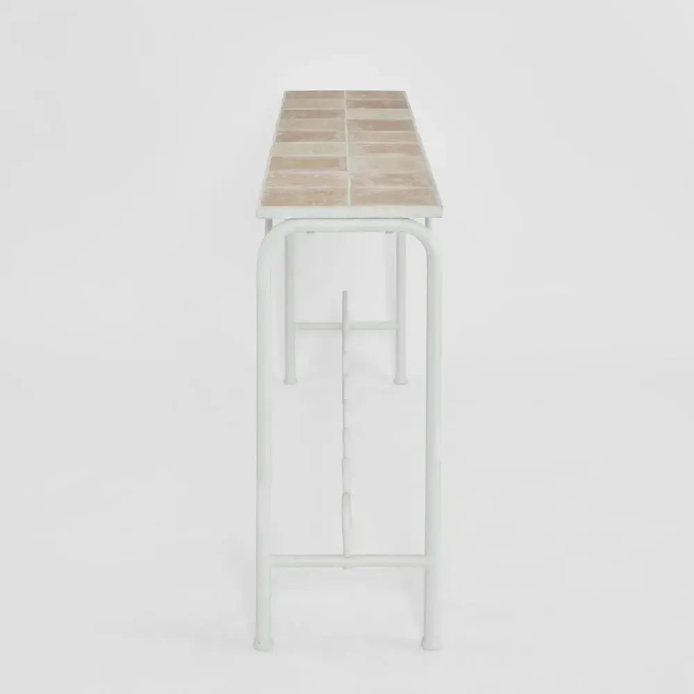 Wira Console Outdoor Iron White with Tiled Top-Furniture-MRD Home-The Bay Room