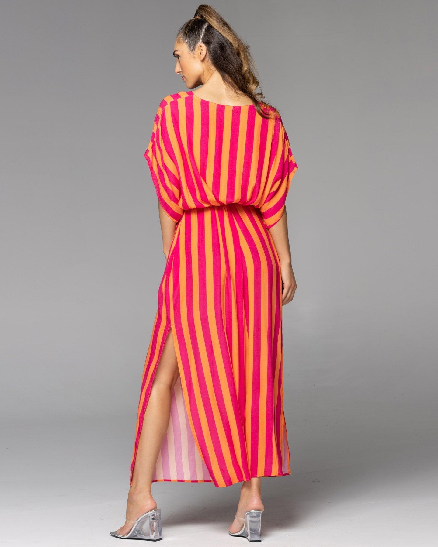 Wonderland Maxi Dress - Pink Orange Stripe-Dresses-Fate + Becker-The Bay Room