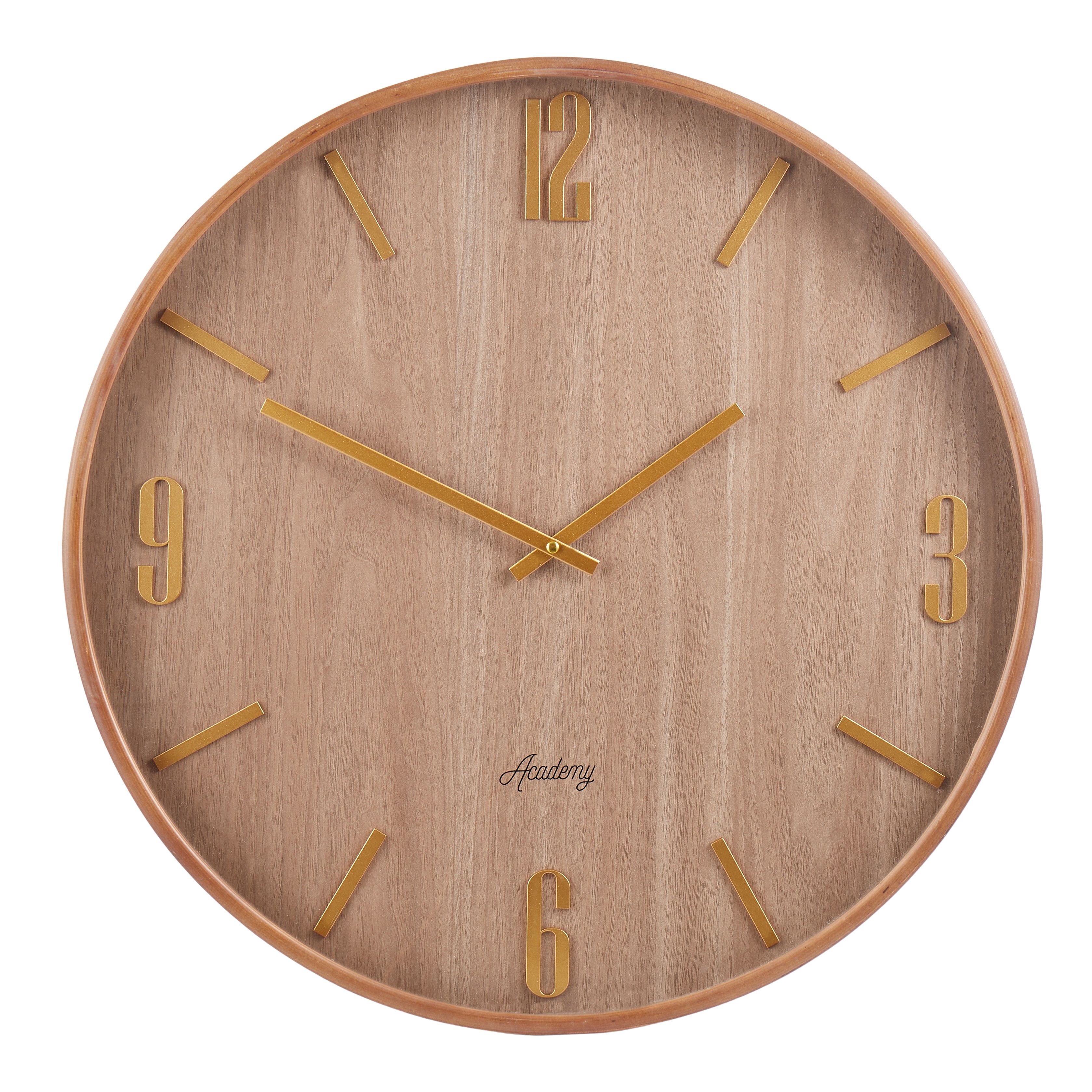 Wood Wall Clock 60cm - Dark Natural-Decor Items-Academy Home Goods-The Bay Room