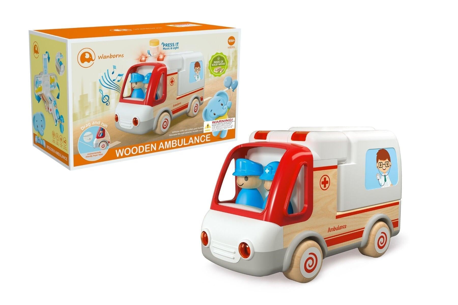 Wooden Ambulance and Accessories with Sound and Light-Toys-Eleganter-The Bay Room