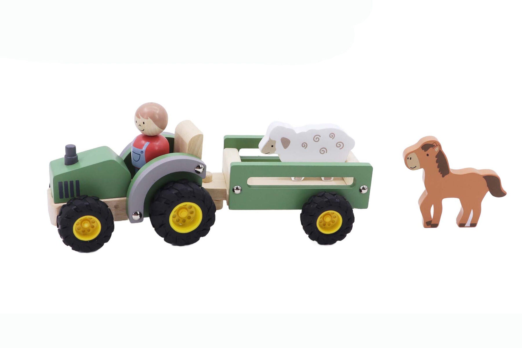 Wooden Tractor with Farm Animals Green-Toys-Eleganter-The Bay Room