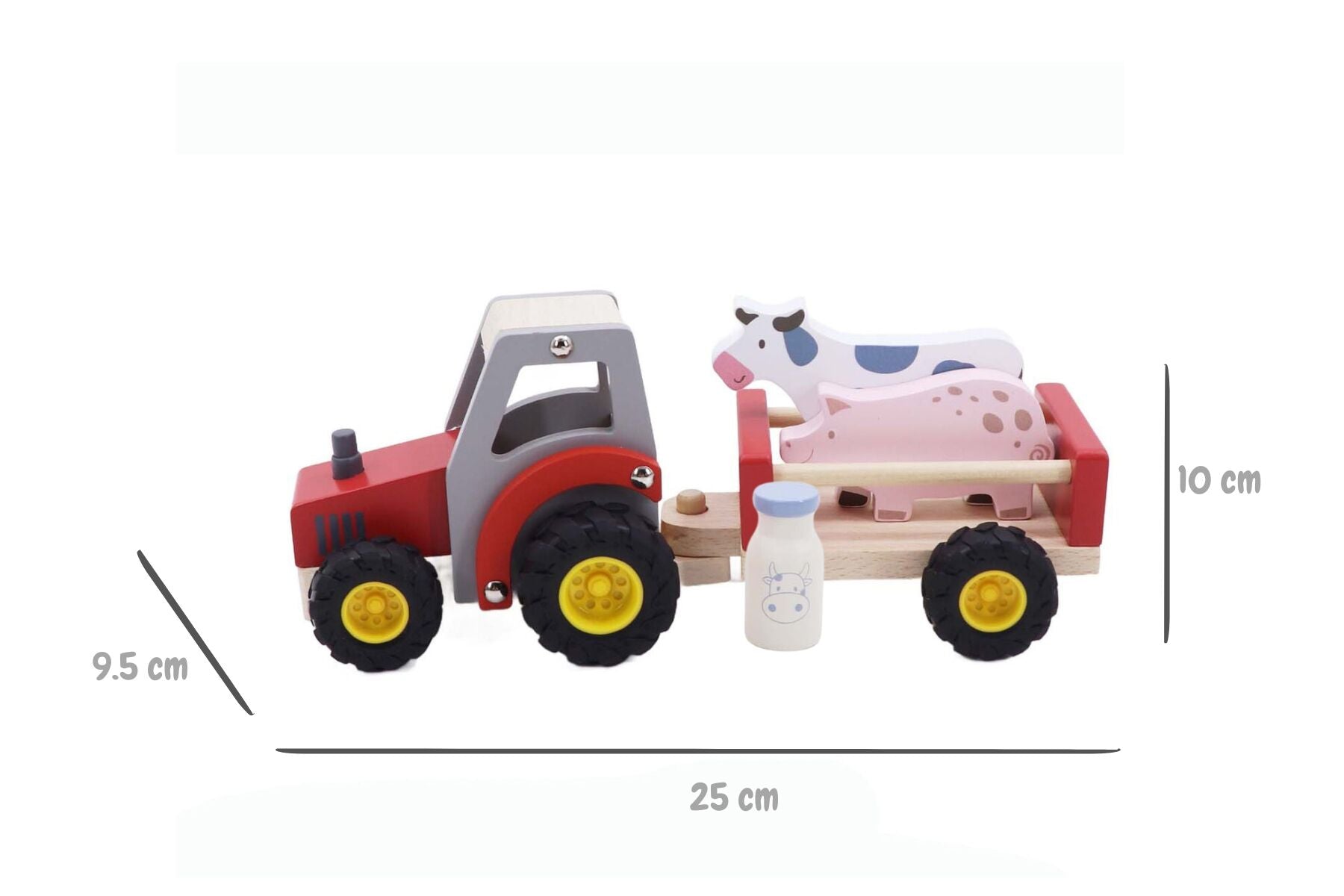 Wooden Tractor with Farm Animals Red-Toys-Eleganter-The Bay Room