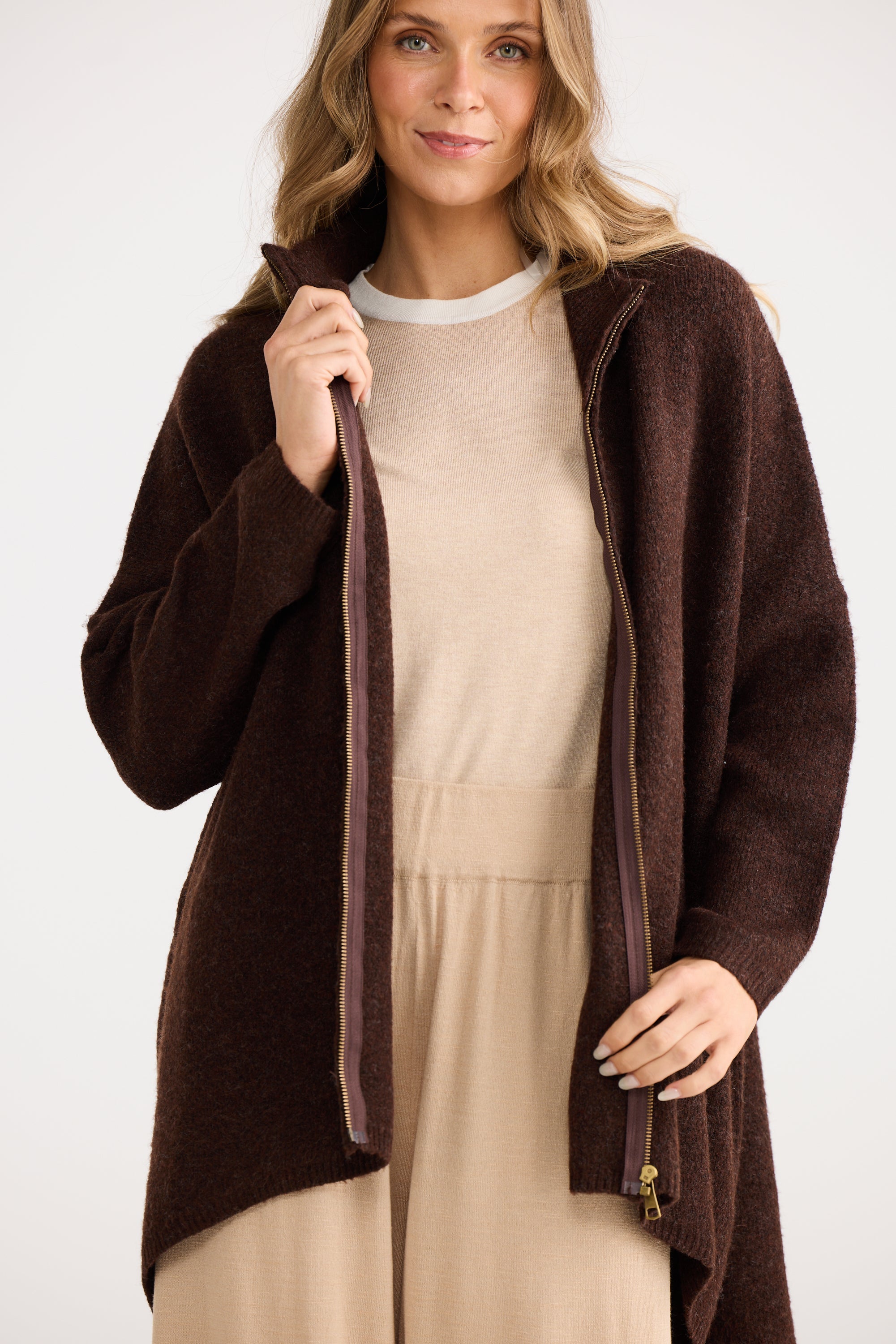 Woodside Poncho - Chocolate-Knitwear & Jumpers-Home Love-The Bay Room