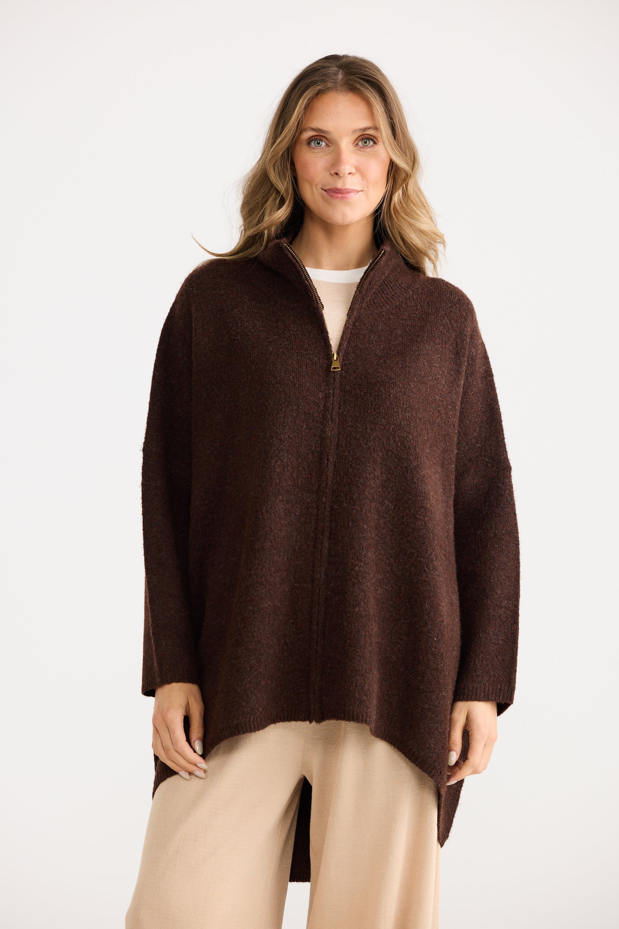 Woodside Poncho - Chocolate-Knitwear & Jumpers-Home Love-The Bay Room