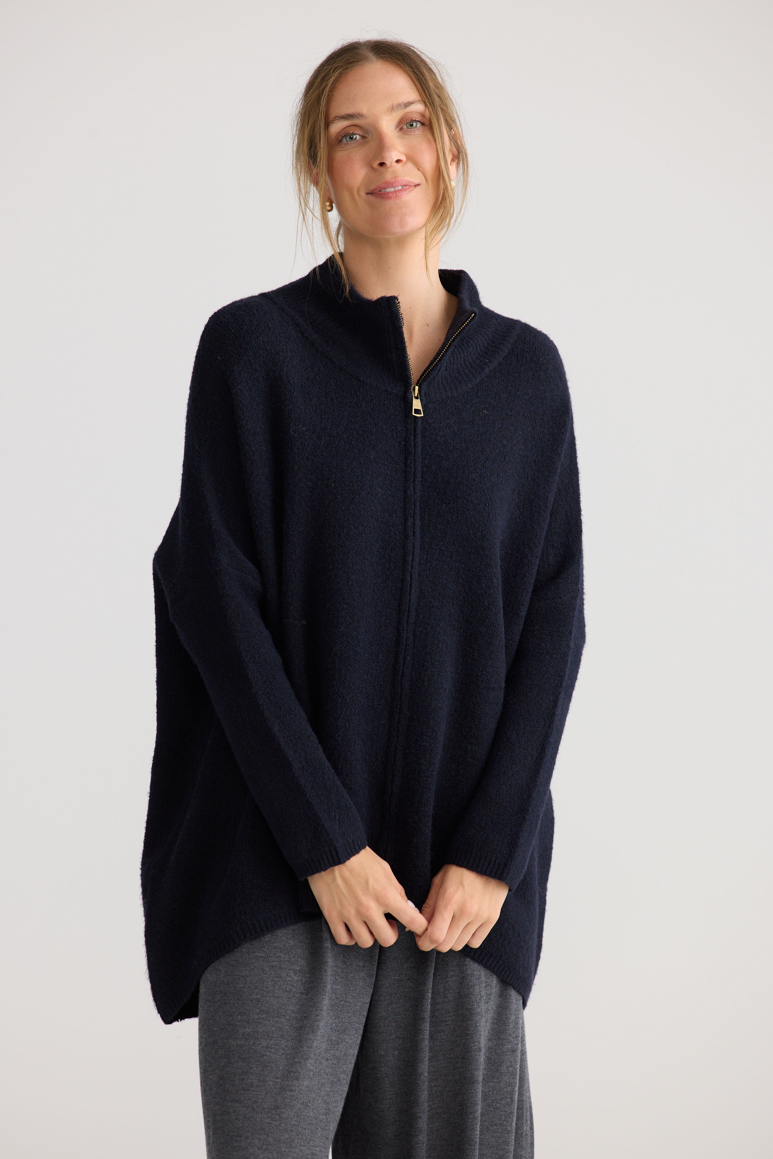 Woodside Poncho - Navy-Kimonos & Ponchos-Home Love-The Bay Room