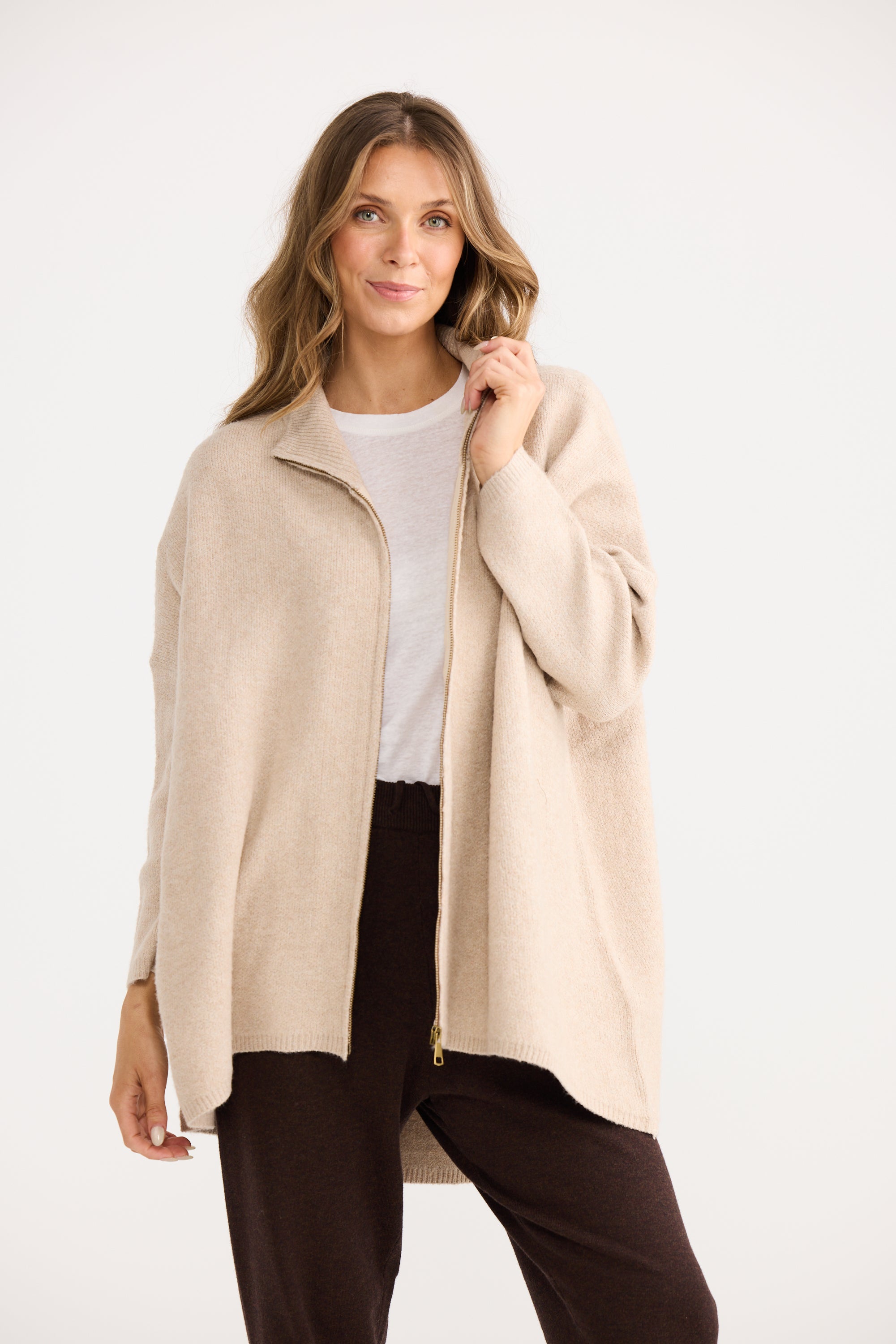 Woodside Poncho - Oat-Knitwear & Jumpers-Home Love-The Bay Room