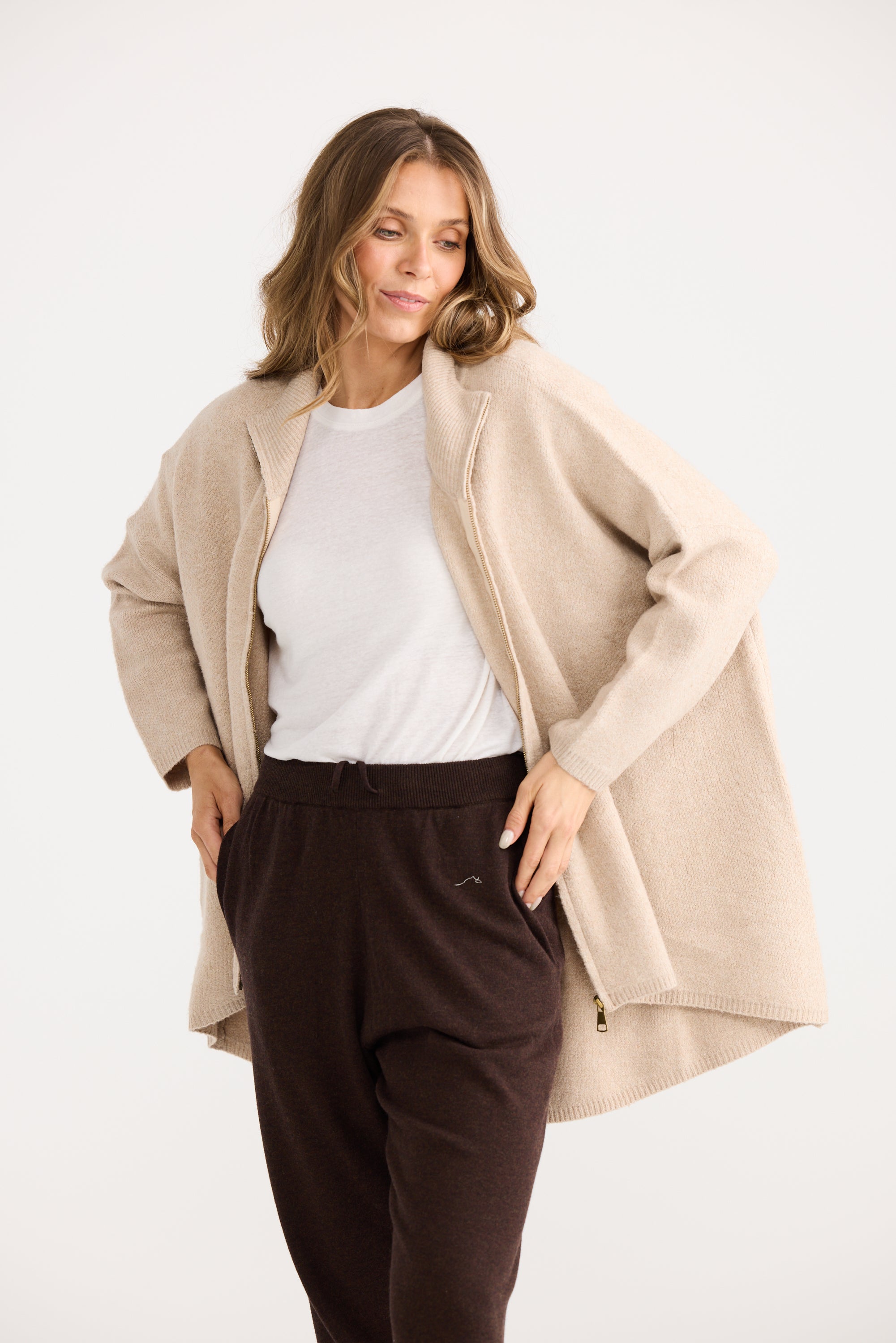 Woodside Poncho - Oat-Knitwear & Jumpers-Home Love-The Bay Room