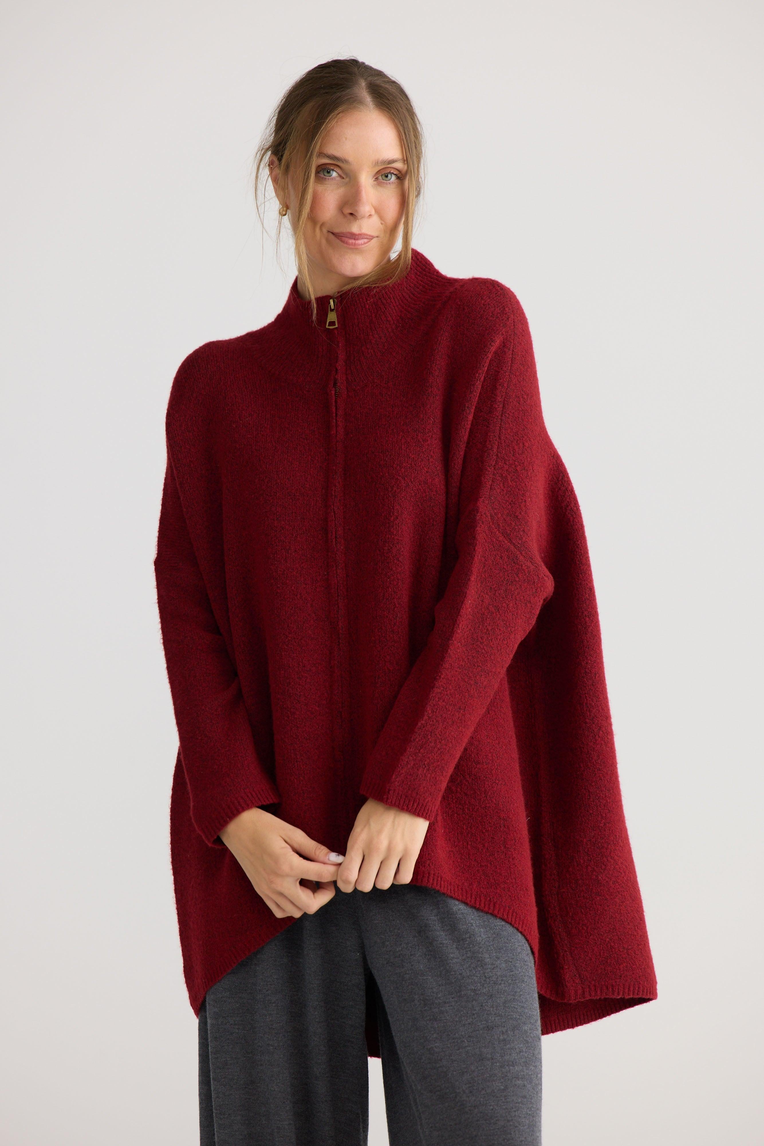 Woodside Poncho - Scarlet-Kimonos & Ponchos-Home Love-The Bay Room