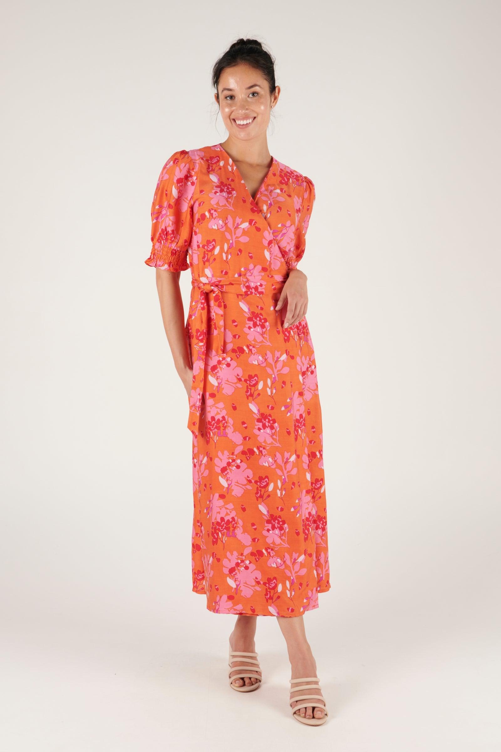 Wrap Midi Dress - Summer Rose Garden-Dresses-Ellis & Dewey-The Bay Room