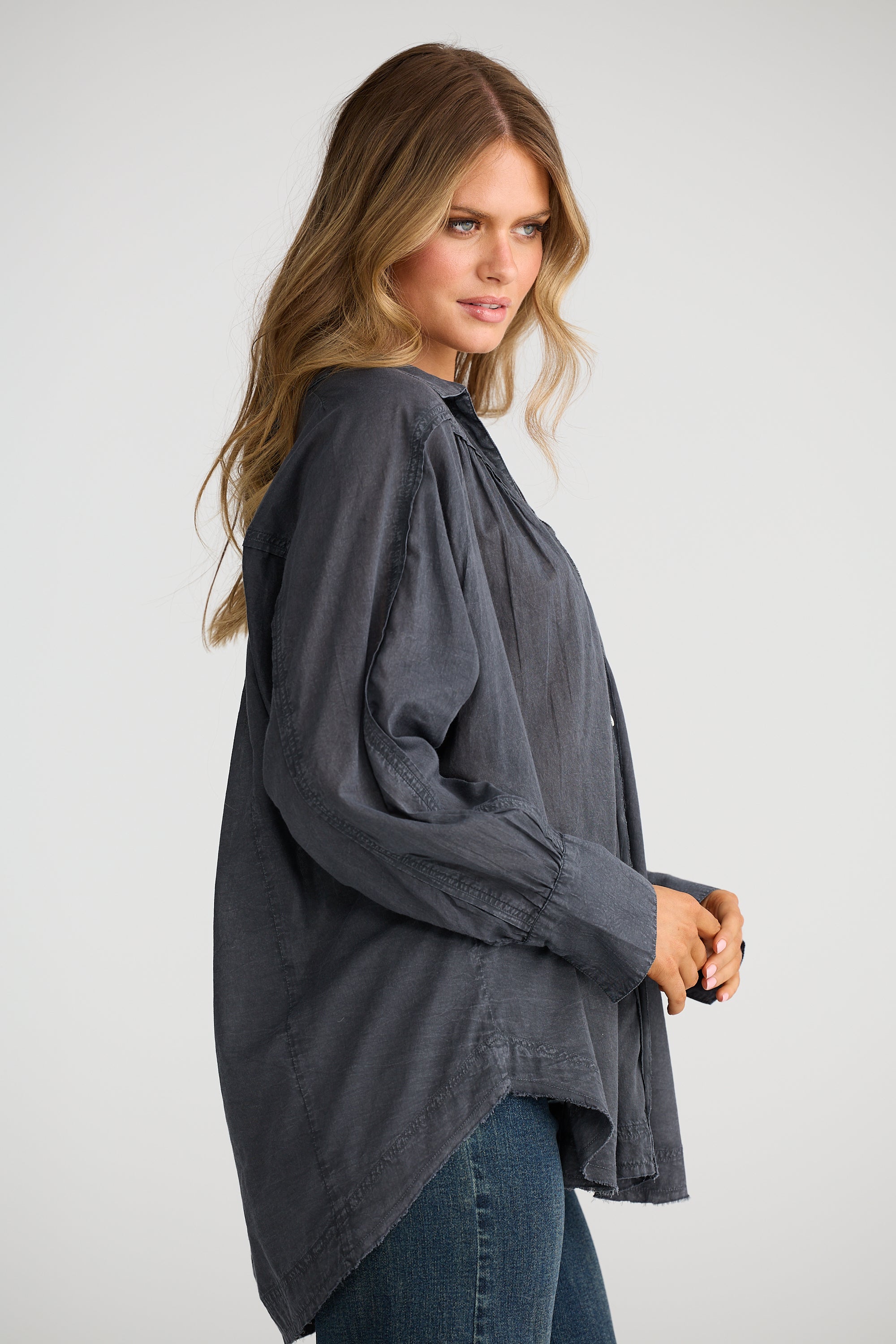 Zain Shirt - Charcoal-Tops-Talisman-The Bay Room