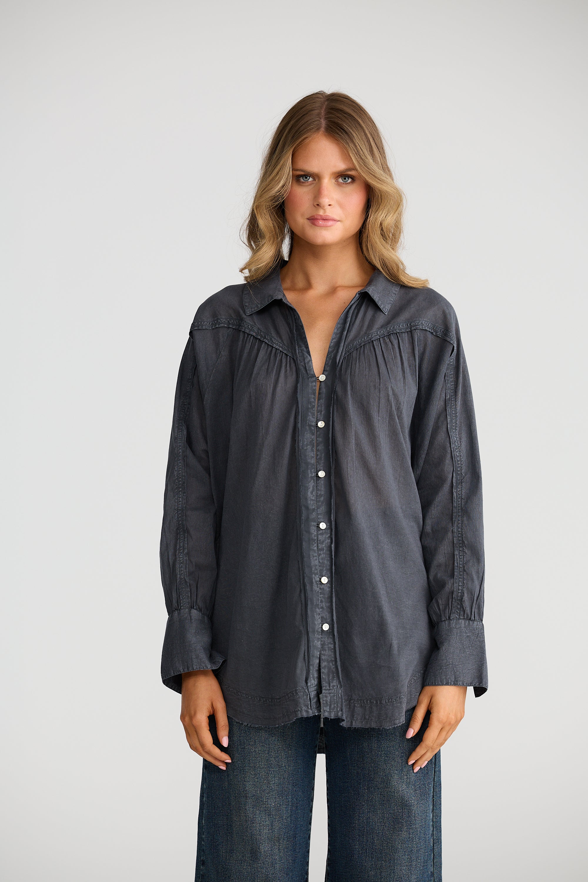 Zain Shirt - Charcoal-Tops-Talisman-The Bay Room