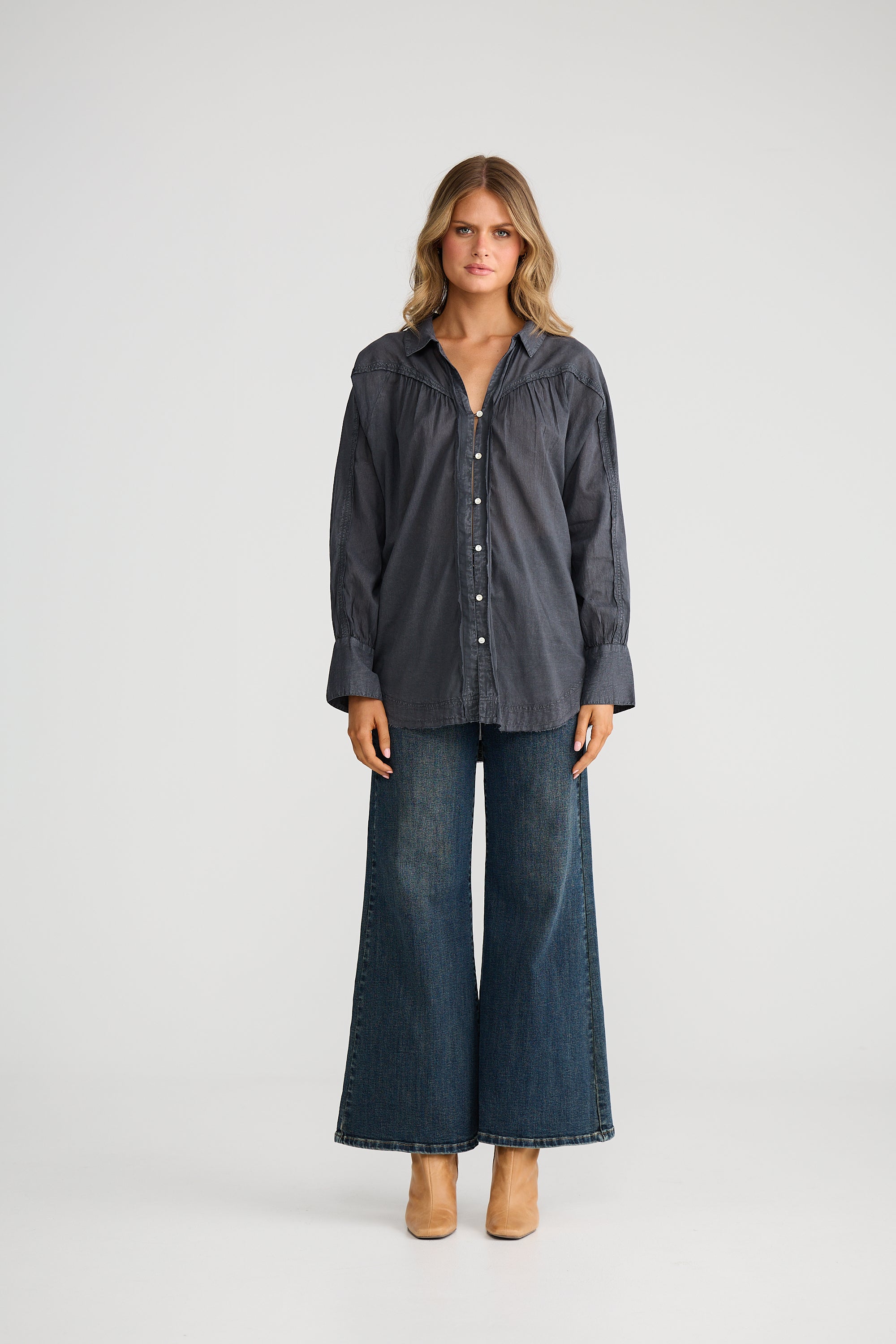 Zain Shirt - Charcoal-Tops-Talisman-The Bay Room