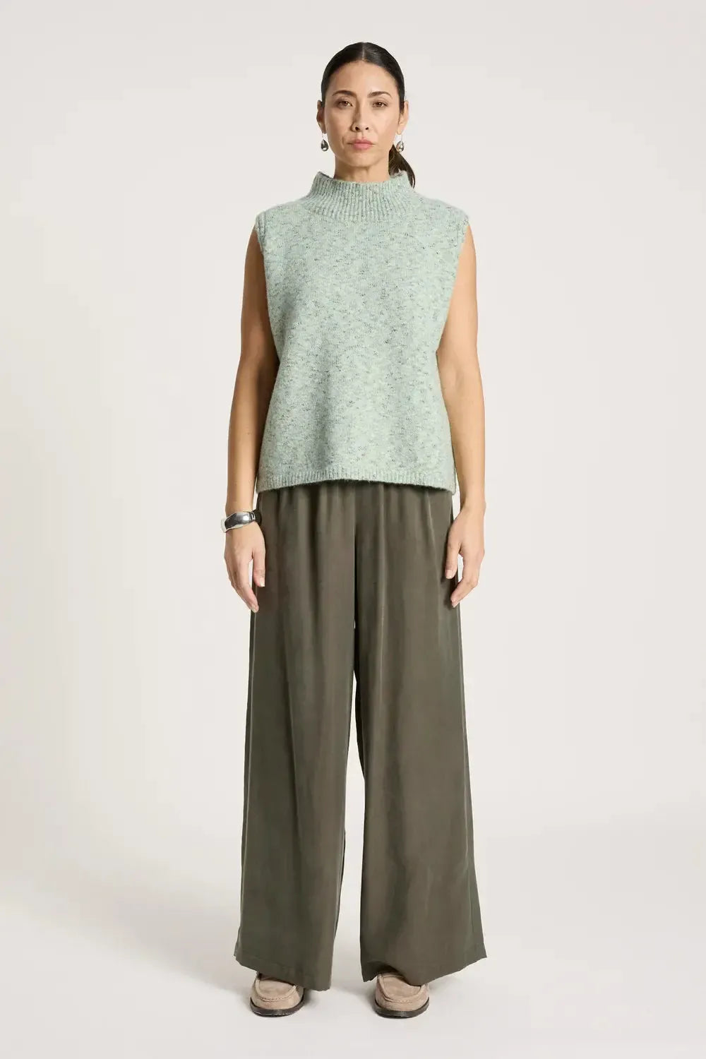 Zarda Knit Vest - Sage-Jackets, Coats & Vests-Eb & Ive-The Bay Room
